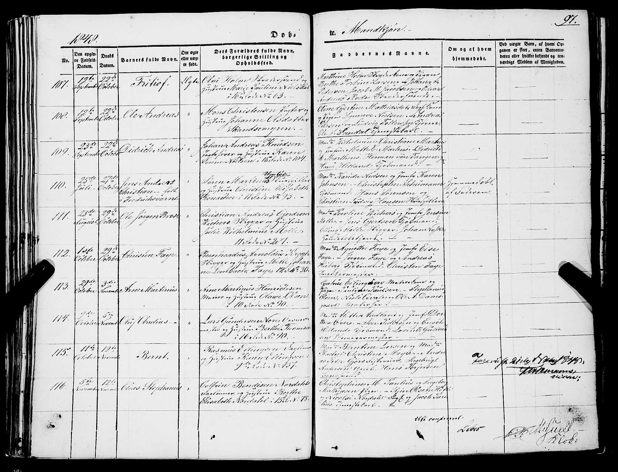 Domkirken sokneprestembete, AV/SAB-A-74801/H/Haa/L0019: Ministerialbok nr. B 2, 1841-1851, s. 97