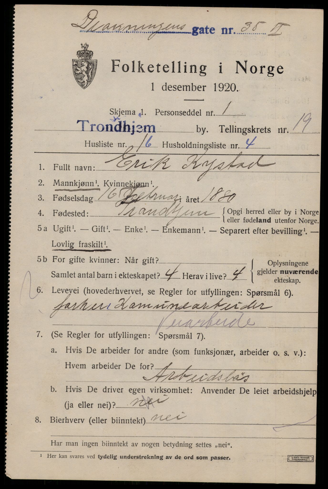 SAT, Folketelling 1920 for 1601 Trondheim kjøpstad, 1920, s. 58810