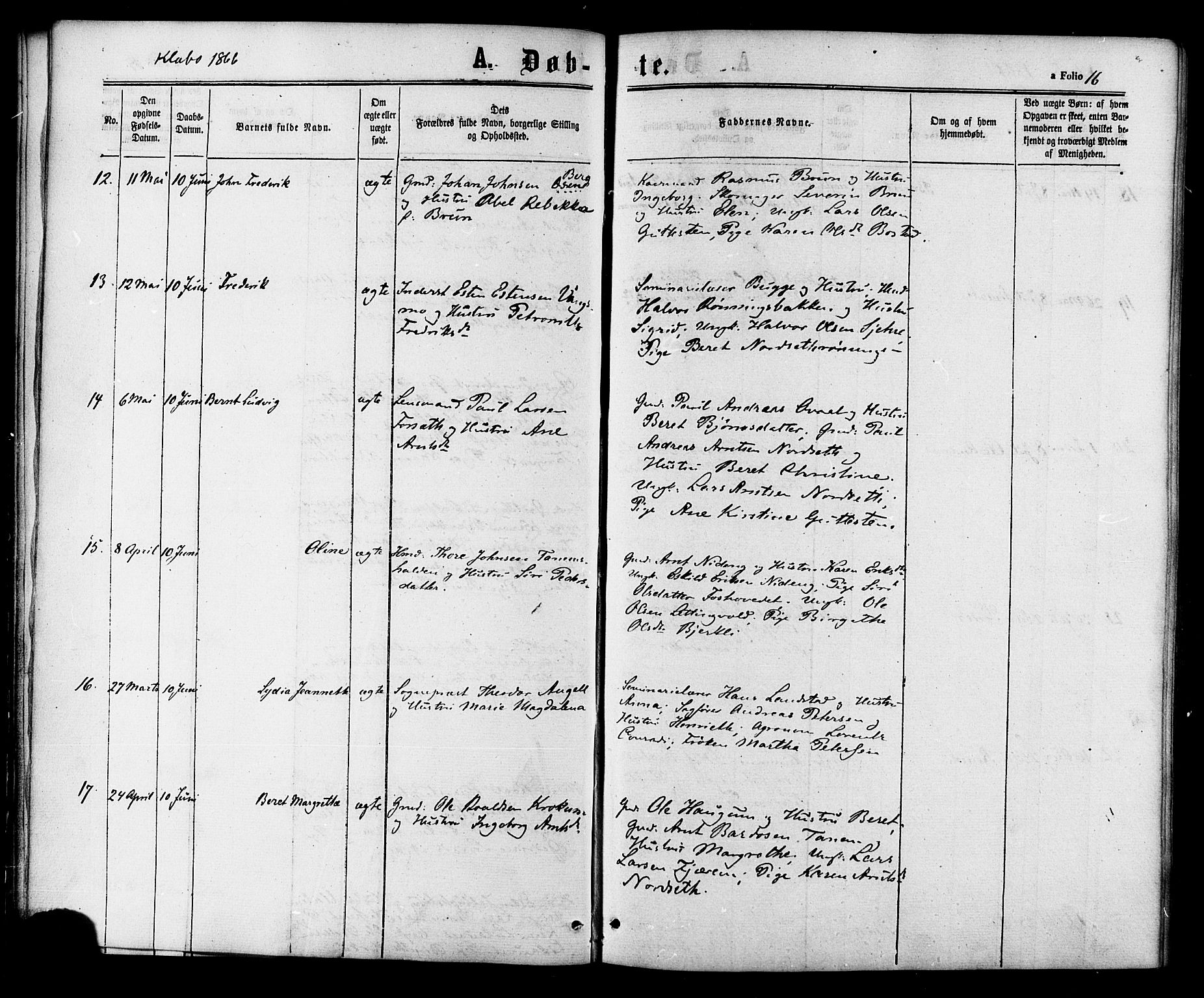 Ministerialprotokoller, klokkerbøker og fødselsregistre - Sør-Trøndelag, SAT/A-1456/618/L0442: Ministerialbok nr. 618A06 /1, 1863-1879, s. 16