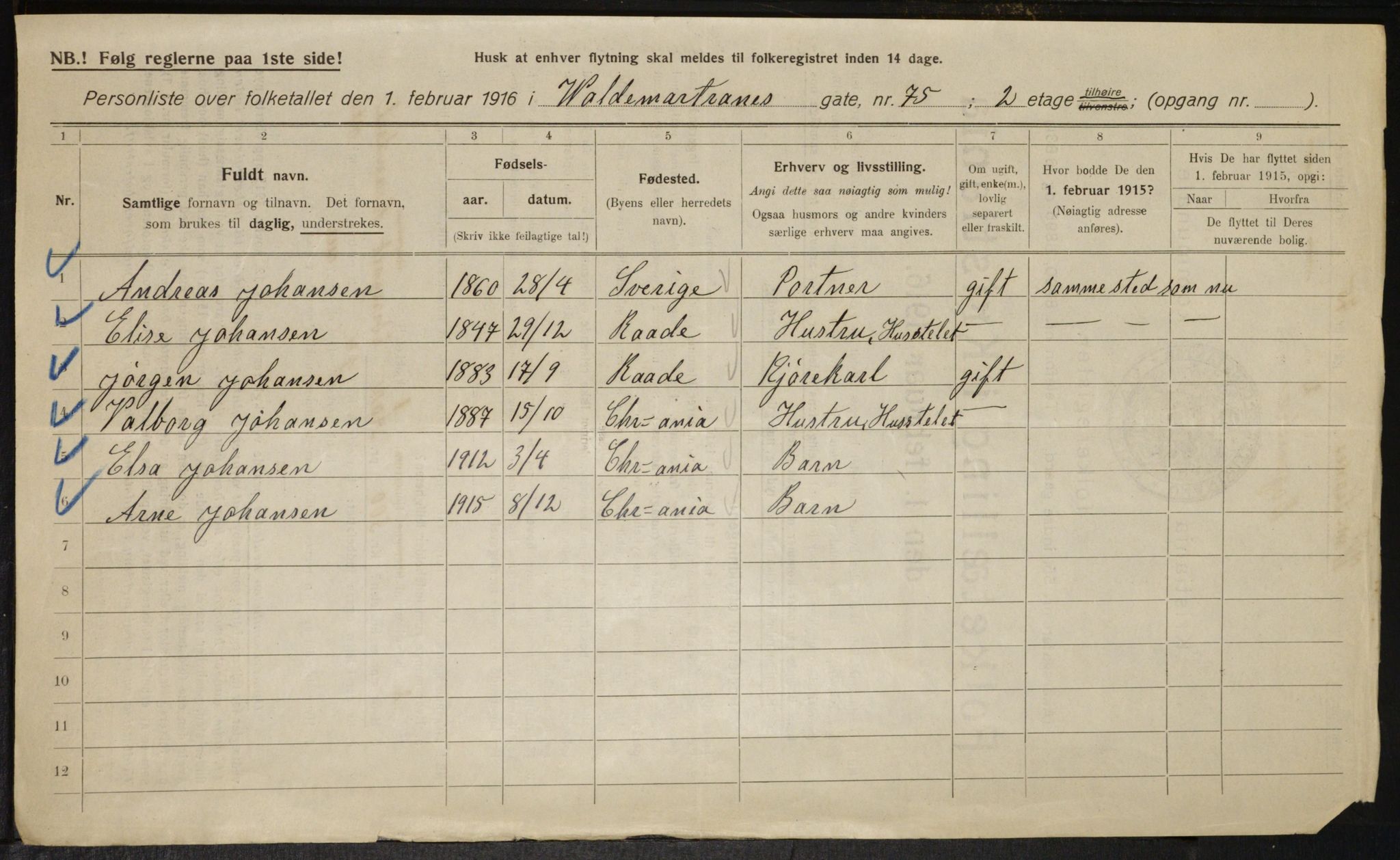 OBA, Kommunal folketelling 1.2.1916 for Kristiania, 1916, s. 130996