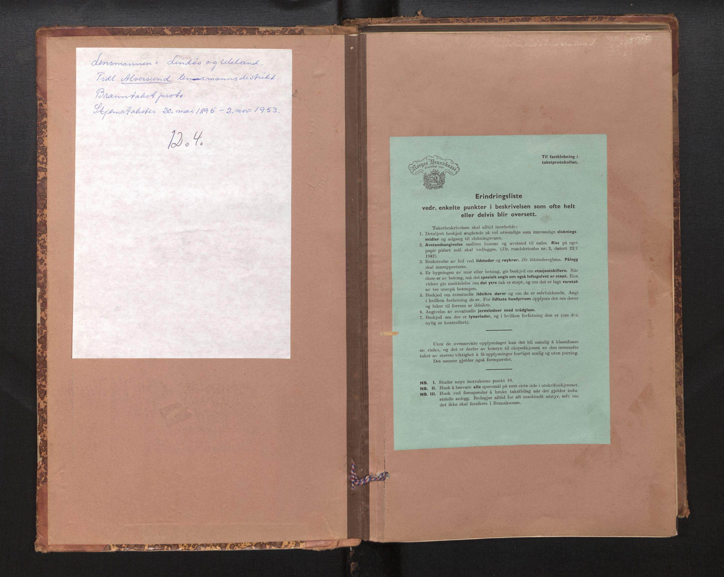 Lensmannen i Alversund, SAB/A-30701/0012/L0004: Branntakstprotokoll, skjematakst, 1894-1953