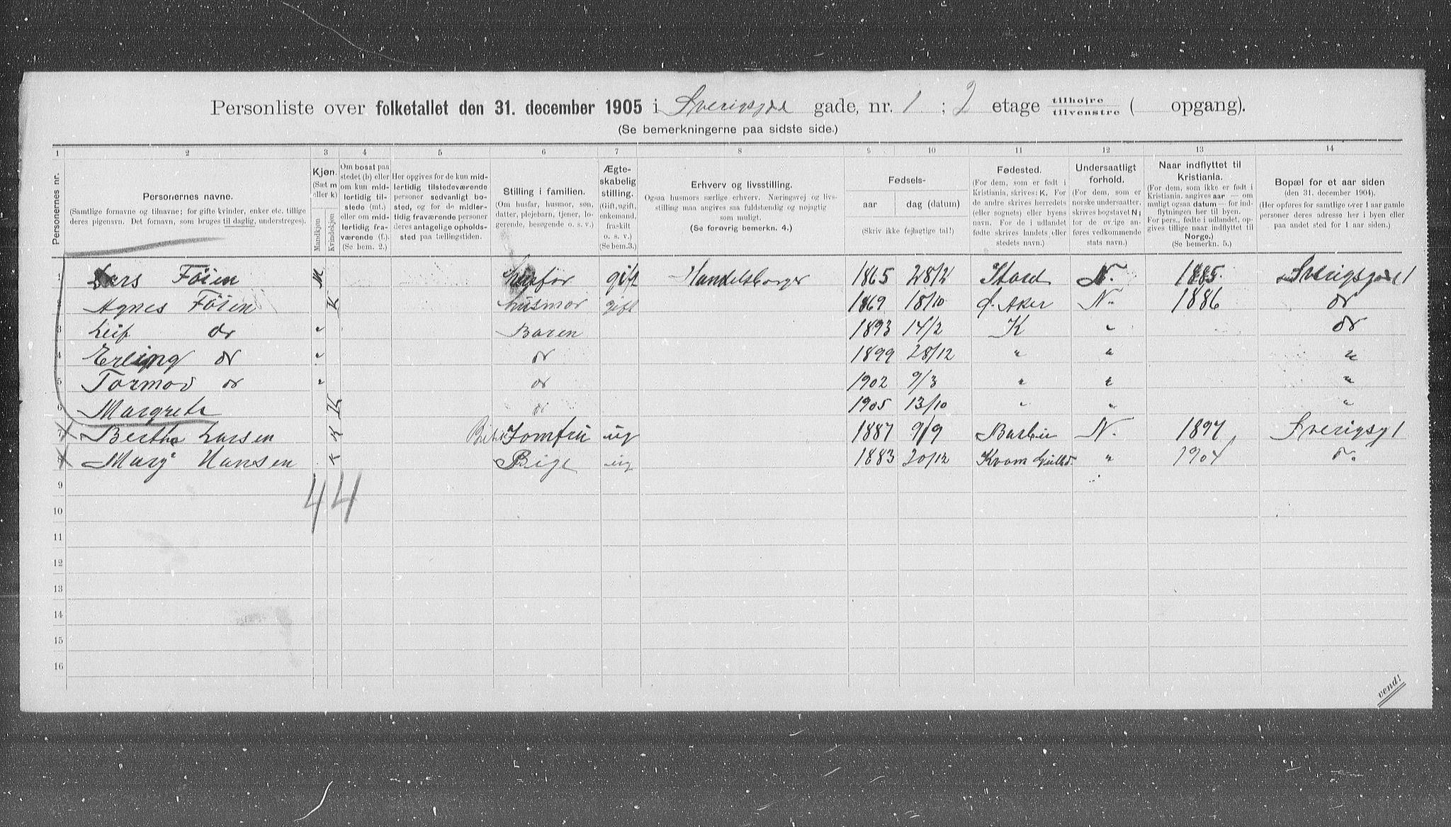 OBA, Kommunal folketelling 31.12.1905 for Kristiania kjøpstad, 1905, s. 55270