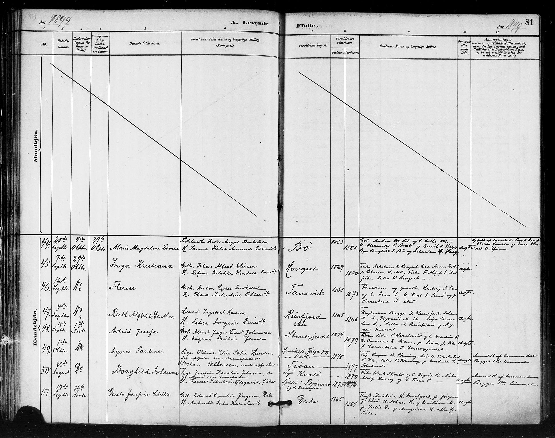 Ministerialprotokoller, klokkerbøker og fødselsregistre - Nordland, AV/SAT-A-1459/812/L0178: Ministerialbok nr. 812A07, 1886-1900, s. 81