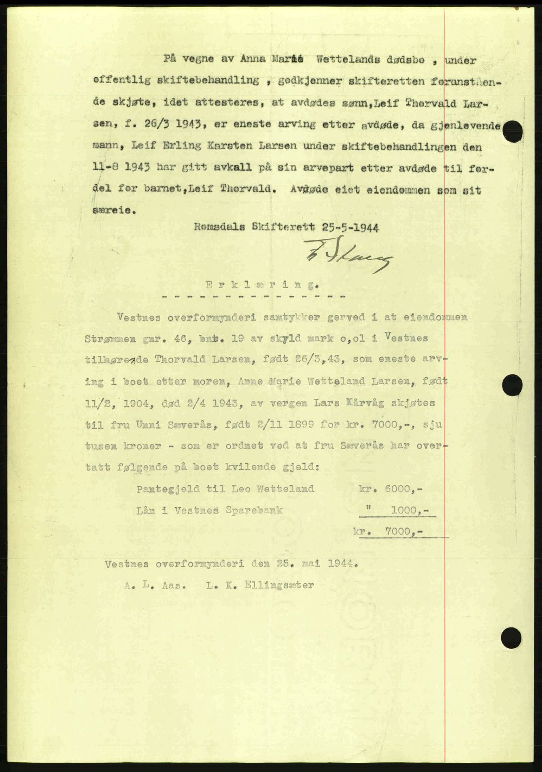 Romsdal sorenskriveri, AV/SAT-A-4149/1/2/2C: Pantebok nr. A16, 1944-1944, Dagboknr: 737/1944