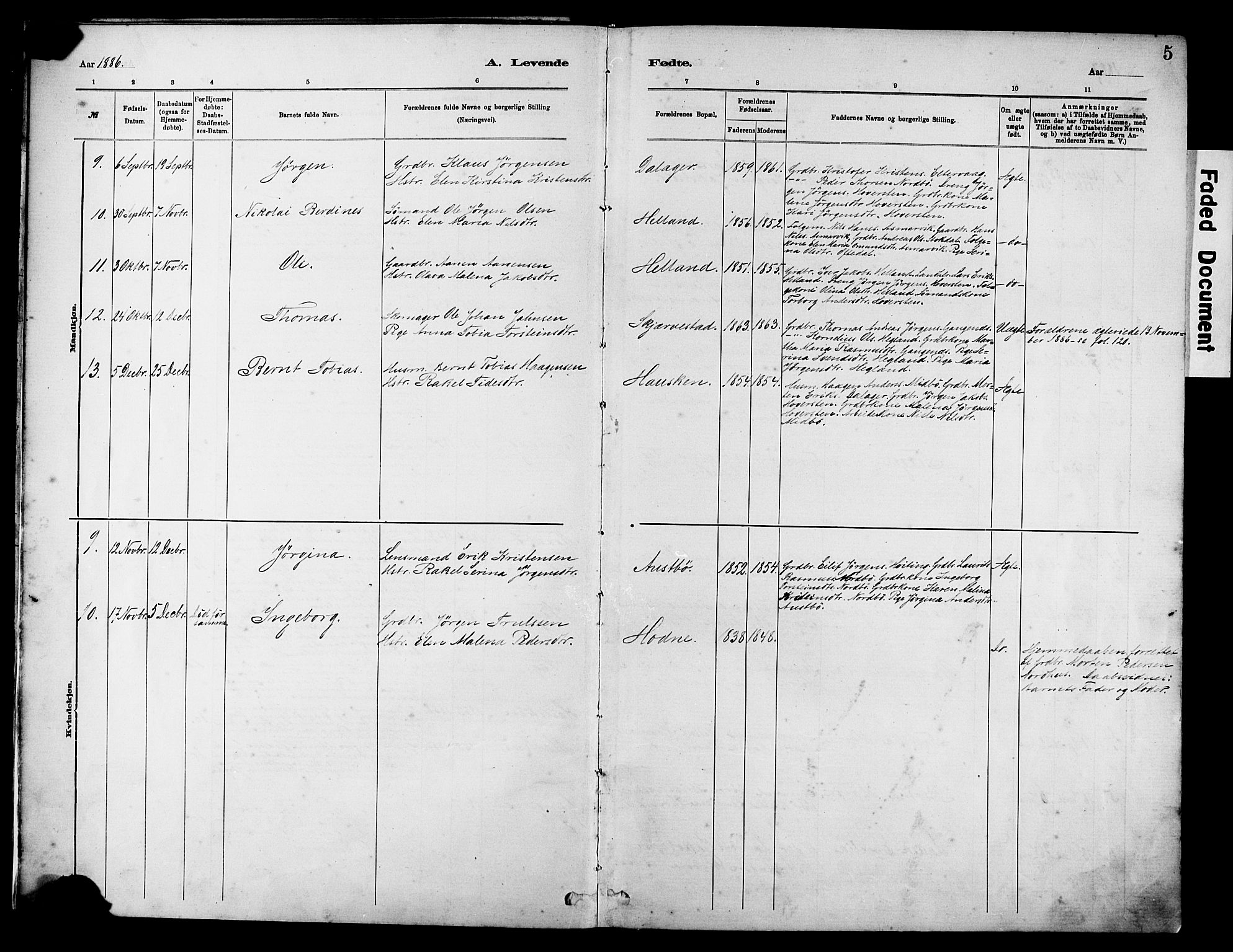 Rennesøy sokneprestkontor, AV/SAST-A -101827/H/Ha/Haa/L0012: Ministerialbok nr. A 13, 1885-1917, s. 5