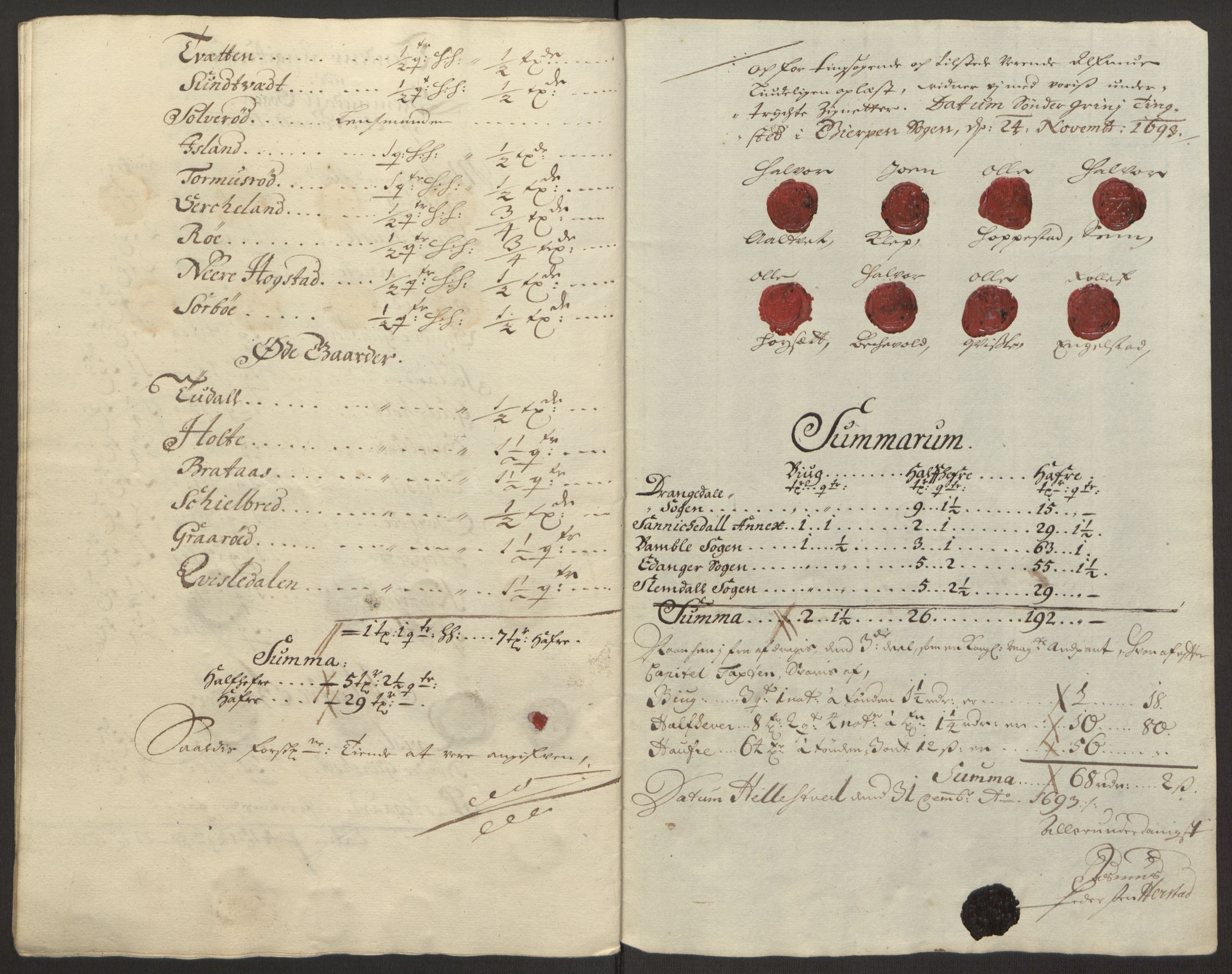 Rentekammeret inntil 1814, Reviderte regnskaper, Fogderegnskap, AV/RA-EA-4092/R34/L2052: Fogderegnskap Bamble, 1692-1693, s. 313