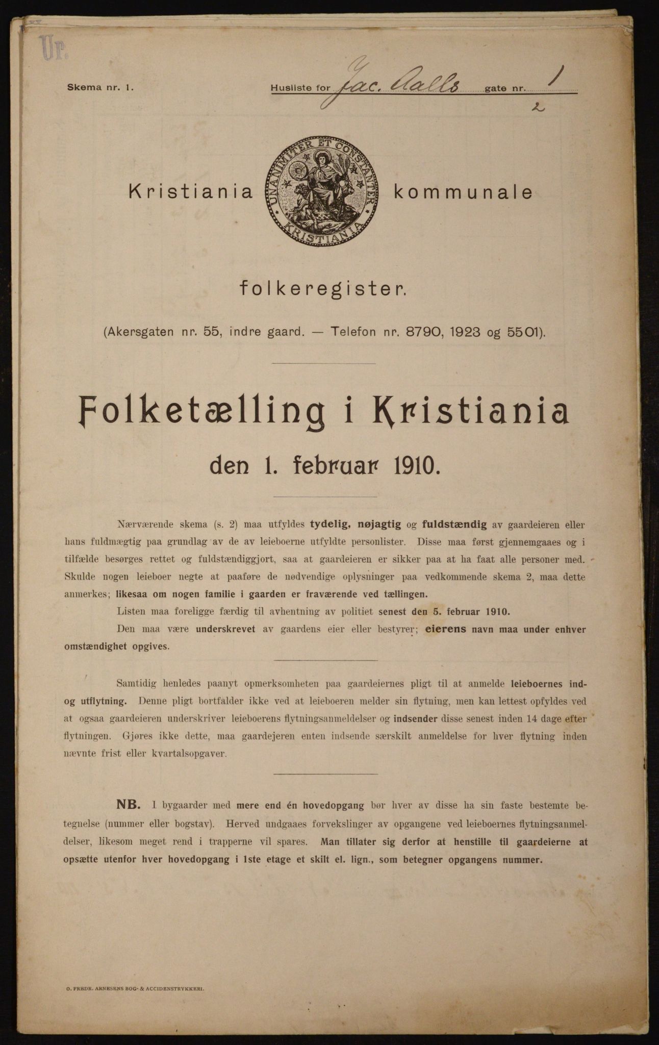 OBA, Kommunal folketelling 1.2.1910 for Kristiania, 1910, s. 43574