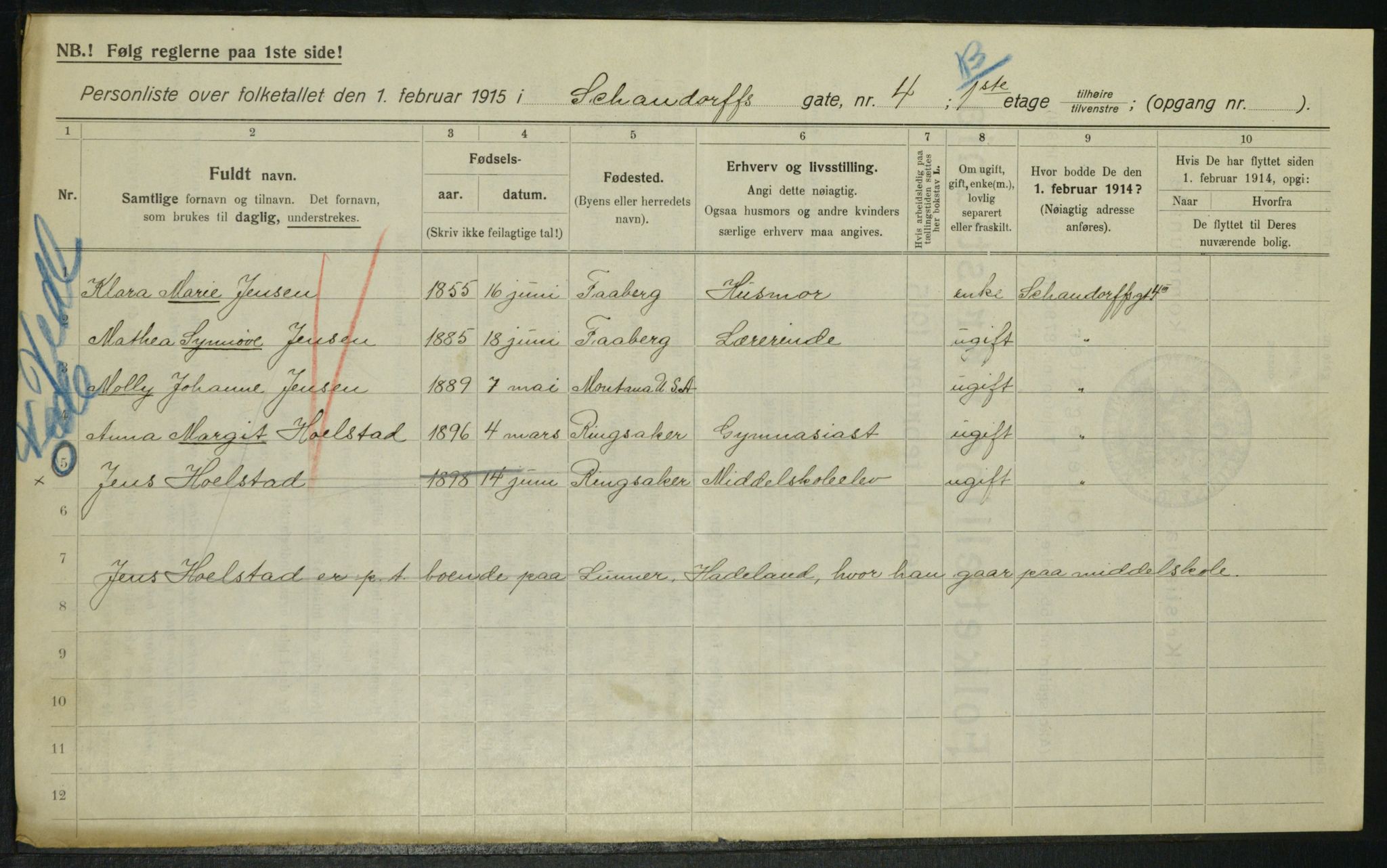 OBA, Kommunal folketelling 1.2.1915 for Kristiania, 1915, s. 89176