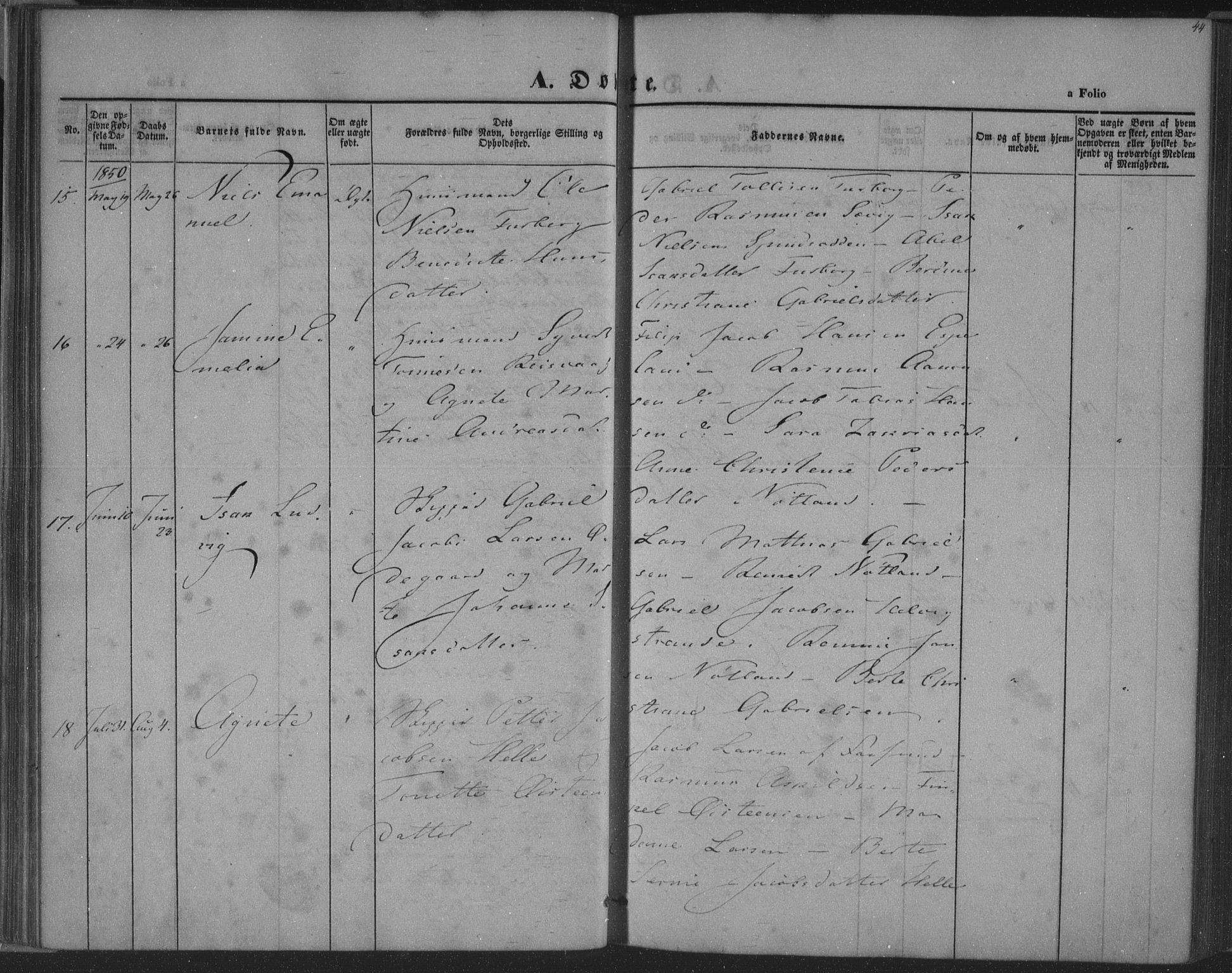 Herad sokneprestkontor, AV/SAK-1111-0018/F/Fa/Fab/L0003: Ministerialbok nr. A 3, 1844-1853, s. 44