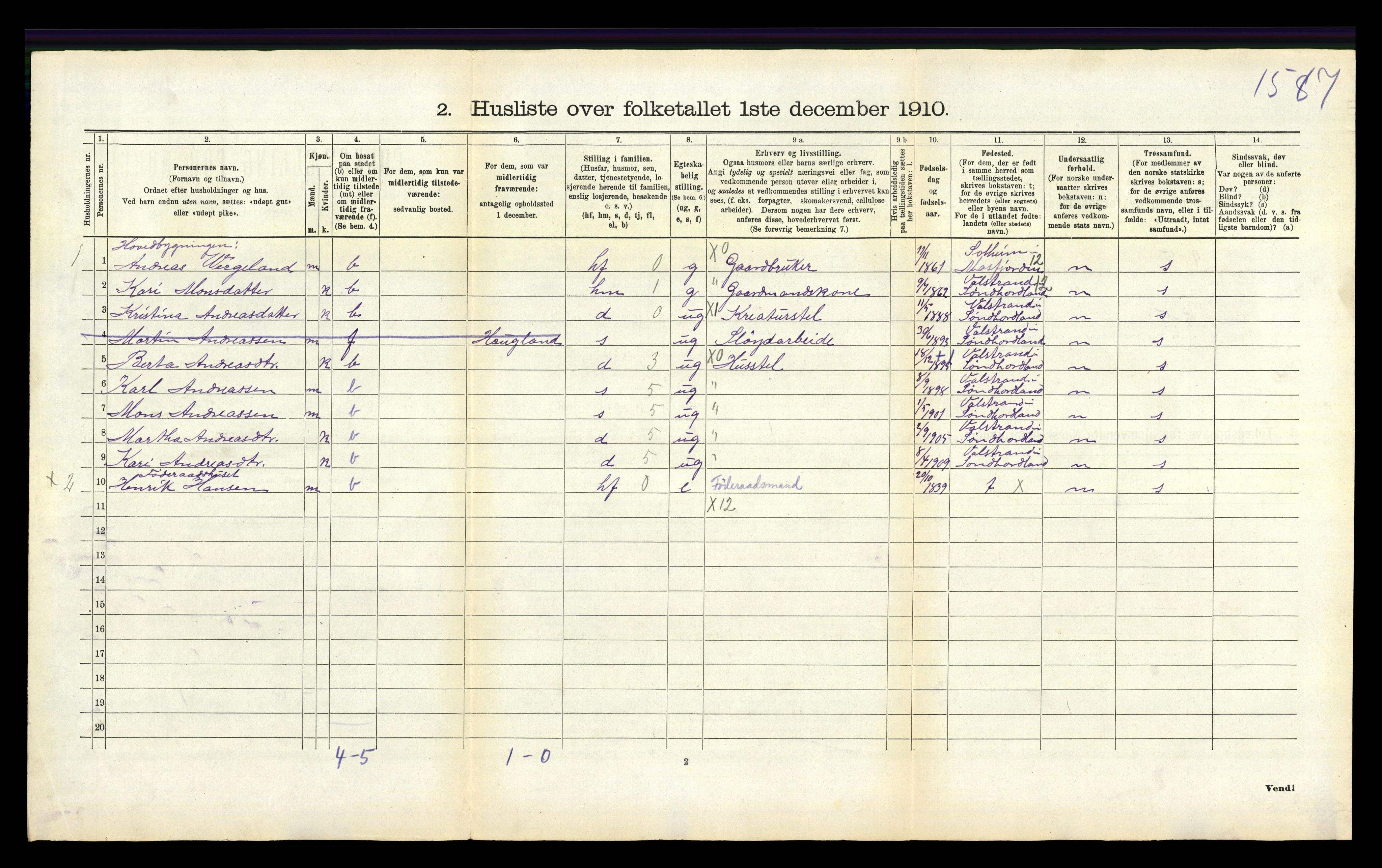 RA, Folketelling 1910 for 1414 Brekke herred, 1910, s. 214