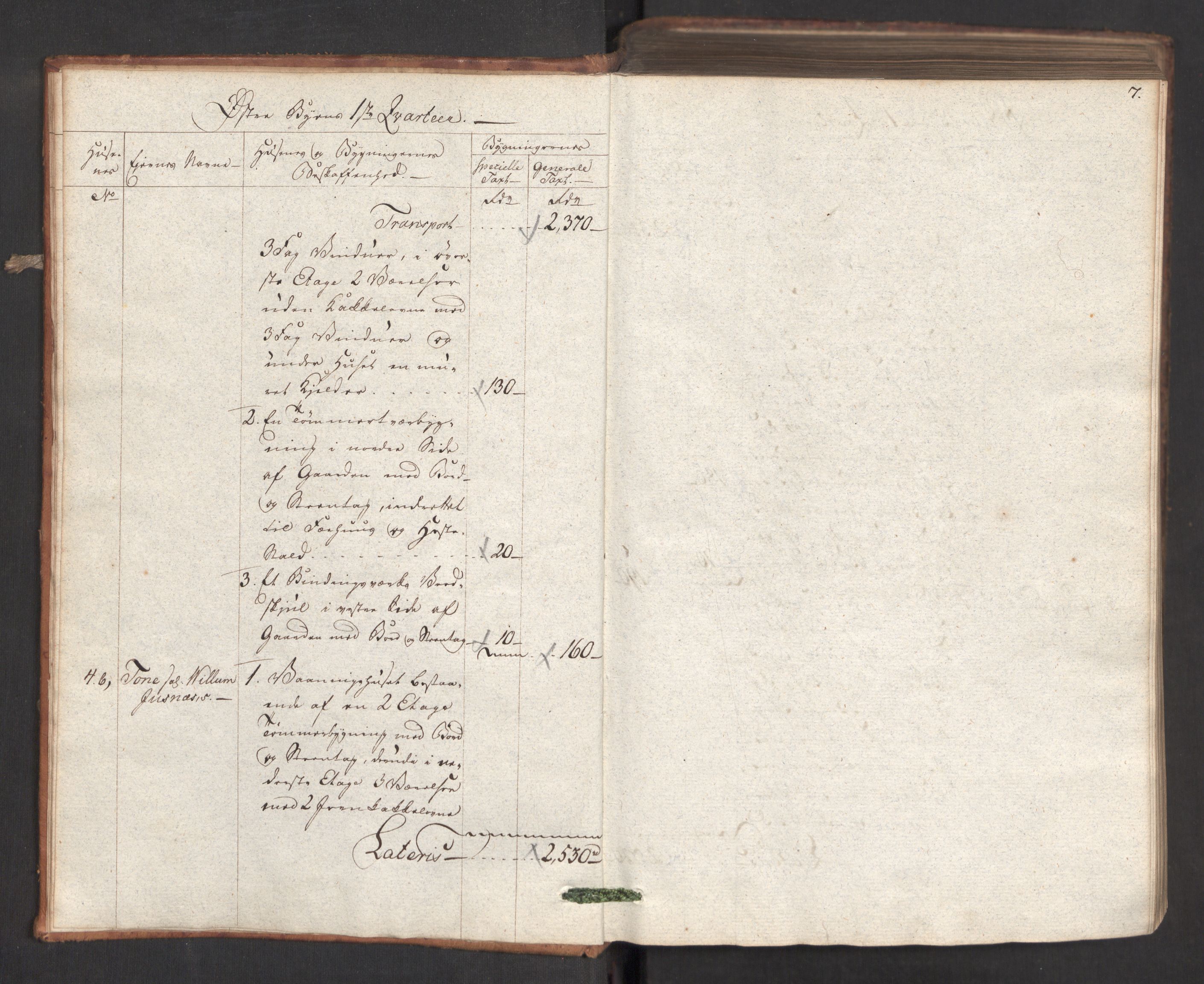 Kommersekollegiet, Brannforsikringskontoret 1767-1814, AV/RA-EA-5458/F/Fa/L0019/0001: Kristiansand / Branntakstprotokoll, 1797, s. 7