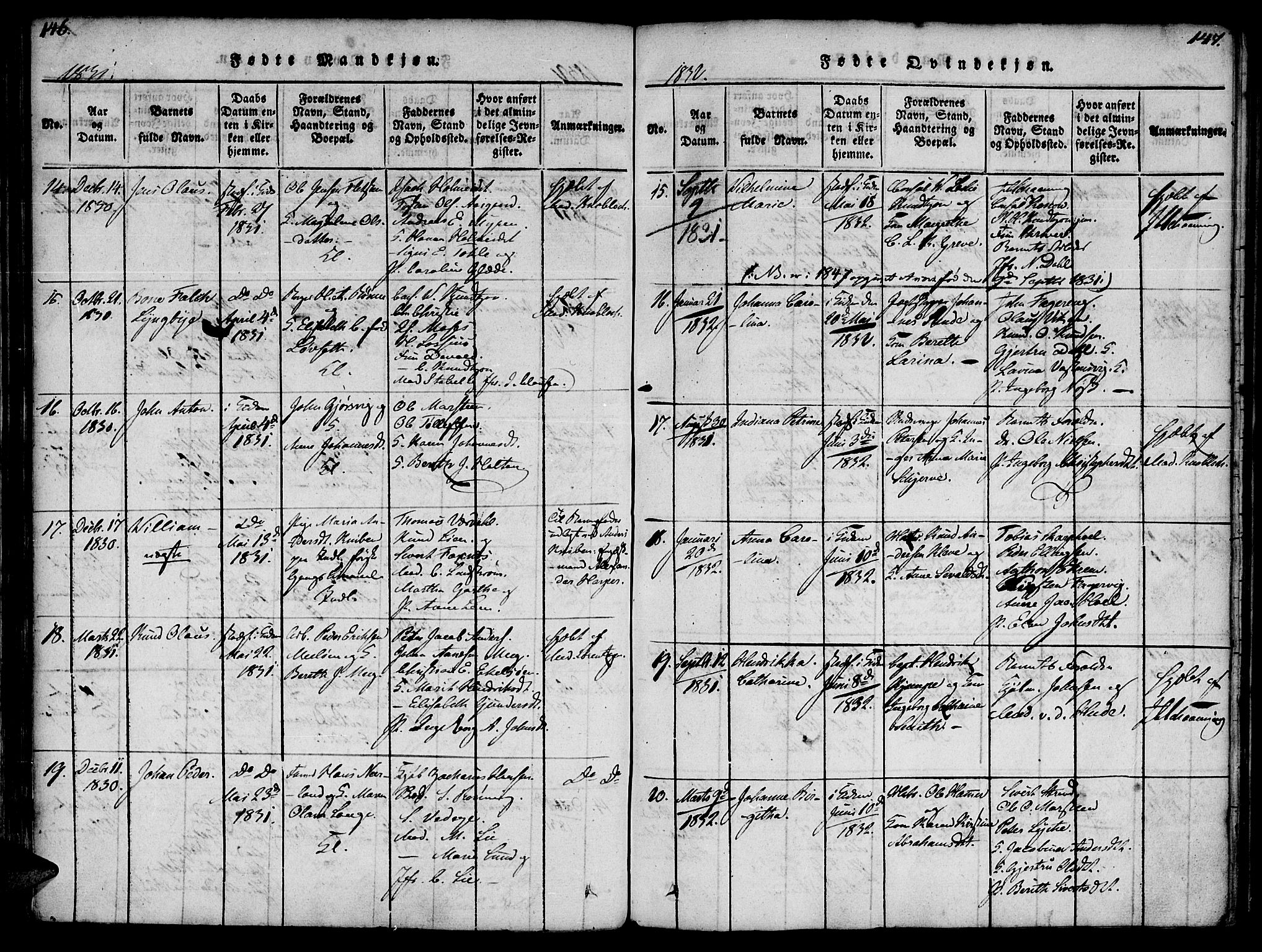 Ministerialprotokoller, klokkerbøker og fødselsregistre - Møre og Romsdal, AV/SAT-A-1454/572/L0842: Ministerialbok nr. 572A05, 1819-1832, s. 146-147