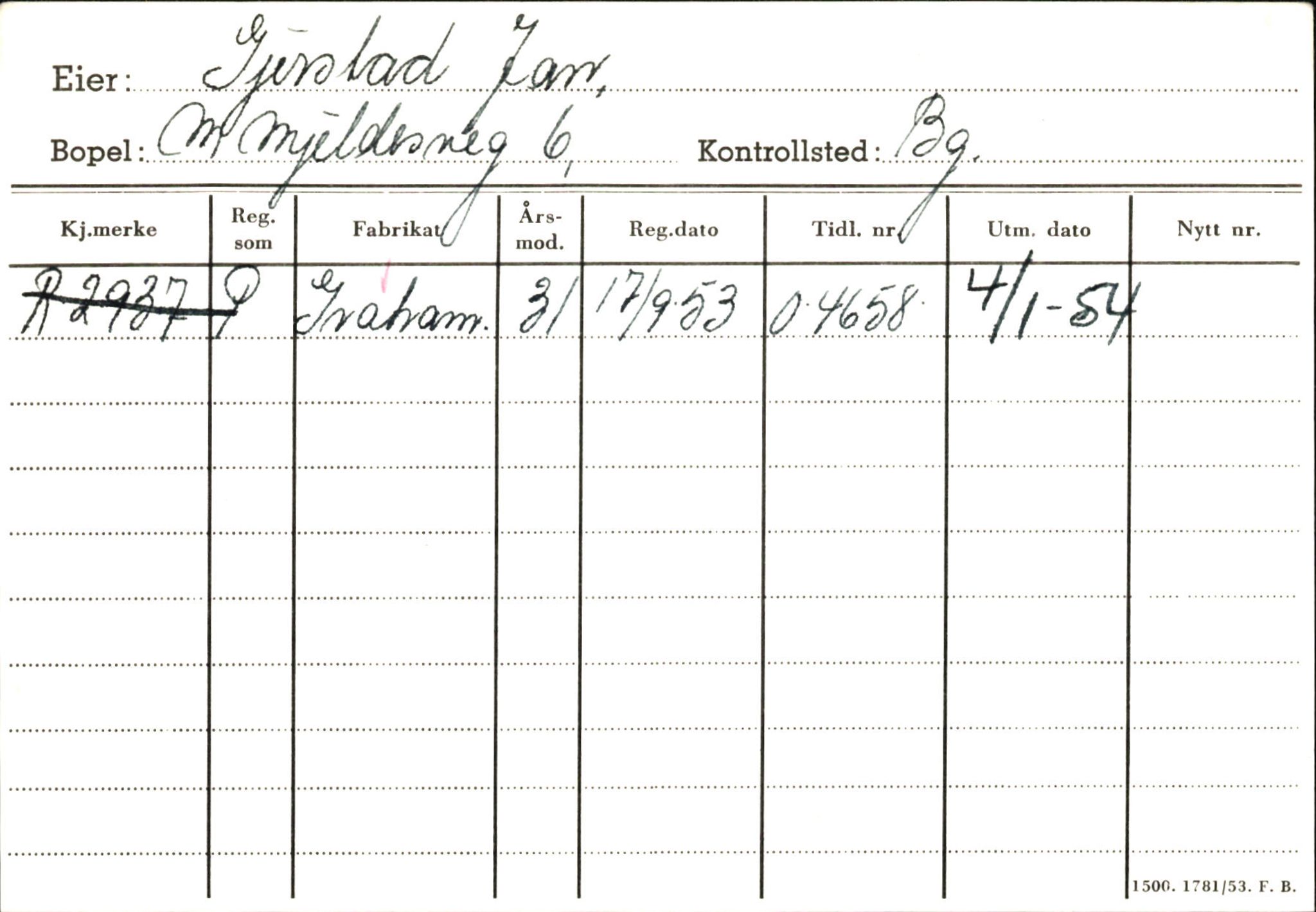 Statens vegvesen, Hordaland vegkontor, AV/SAB-A-5201/2/Ha/L0016: R-eierkort G, 1920-1971, s. 3