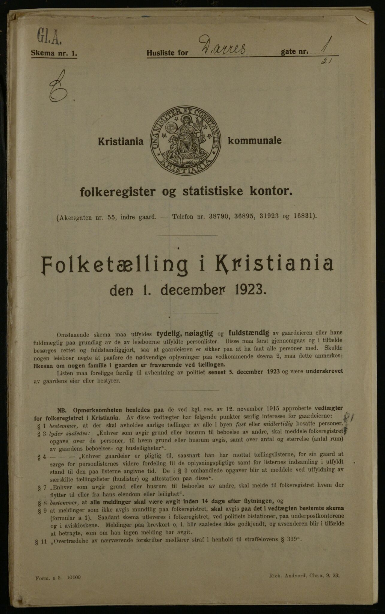 OBA, Kommunal folketelling 1.12.1923 for Kristiania, 1923, s. 17134