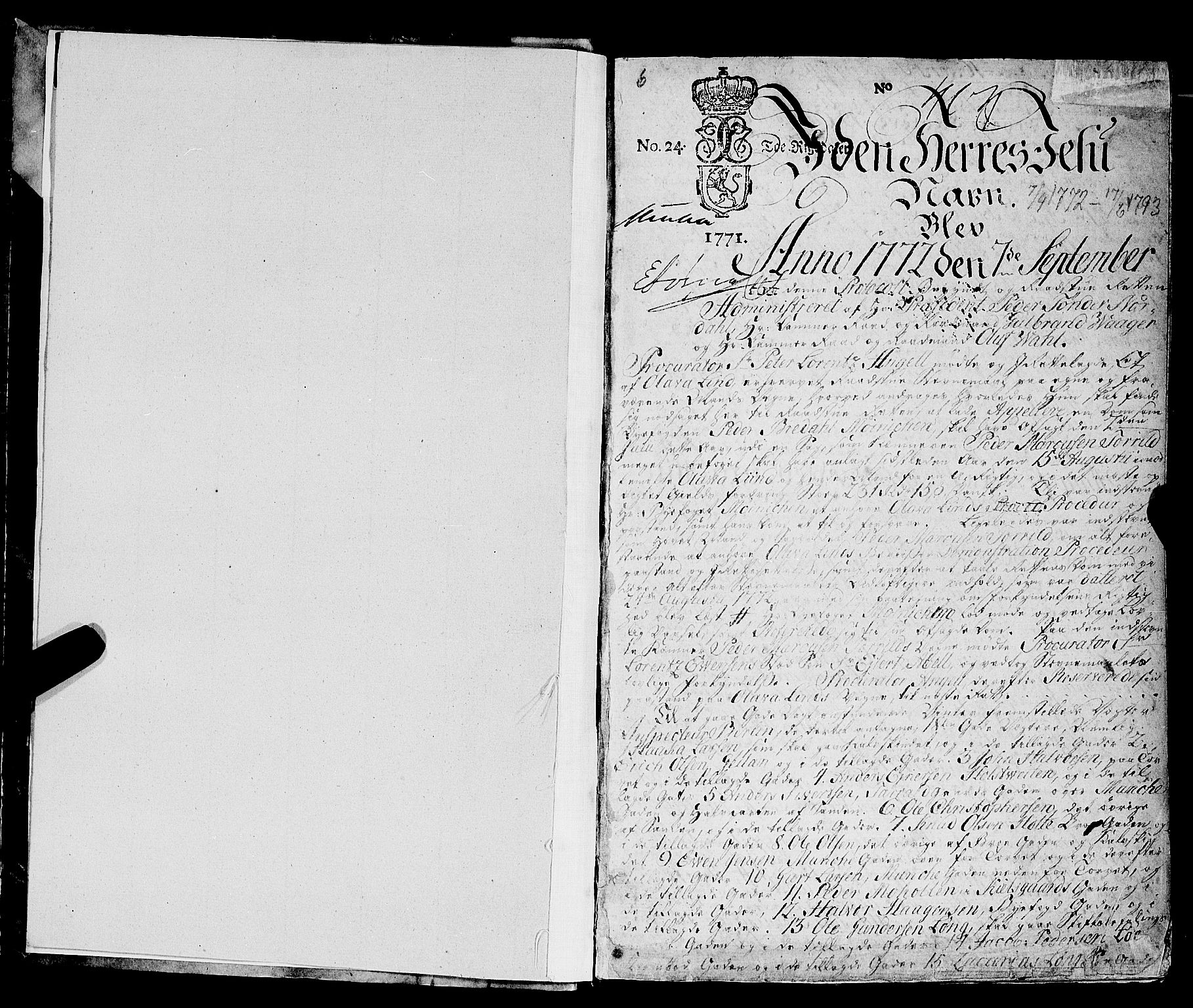 Trondheim magistrat, SAT/A-4372/A/Aa/L0017: Rådstueprotokoller, 1772-1793, s. 1