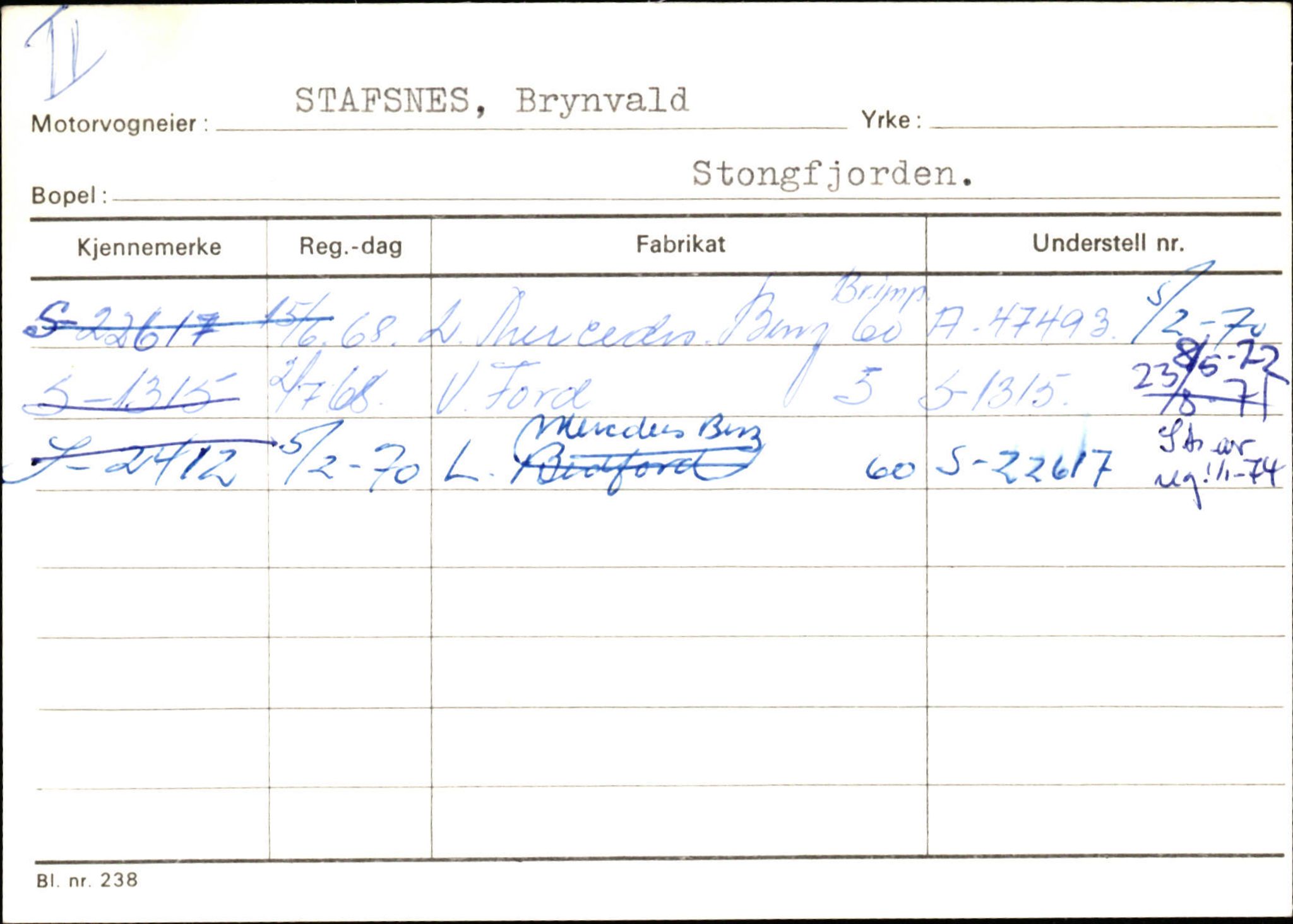 Statens vegvesen, Sogn og Fjordane vegkontor, AV/SAB-A-5301/4/F/L0132: Eigarregister Askvoll A-Å. Balestrand A-Å, 1945-1975, s. 1180