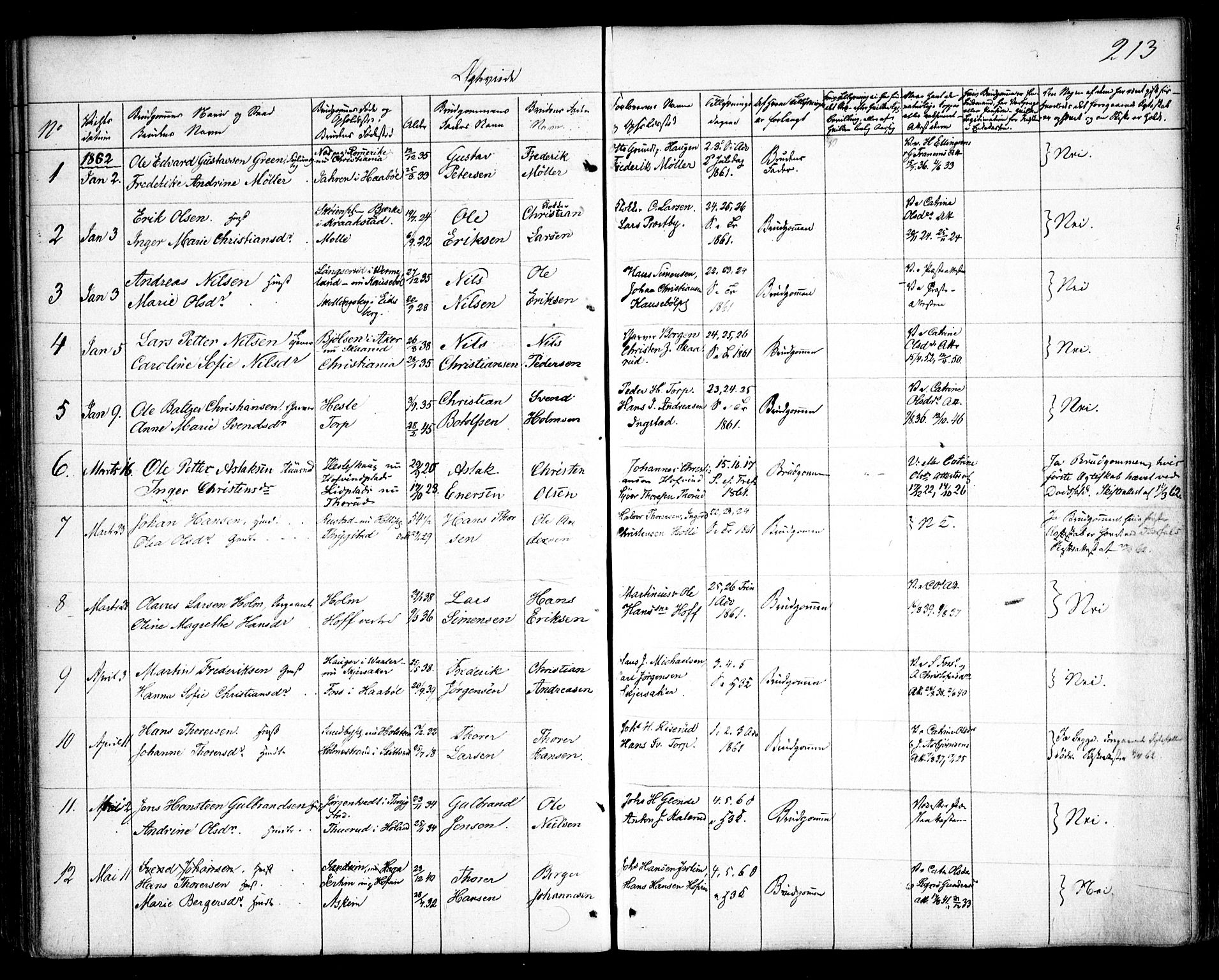 Spydeberg prestekontor Kirkebøker, AV/SAO-A-10924/F/Fa/L0005: Ministerialbok nr. I 5, 1842-1862, s. 213