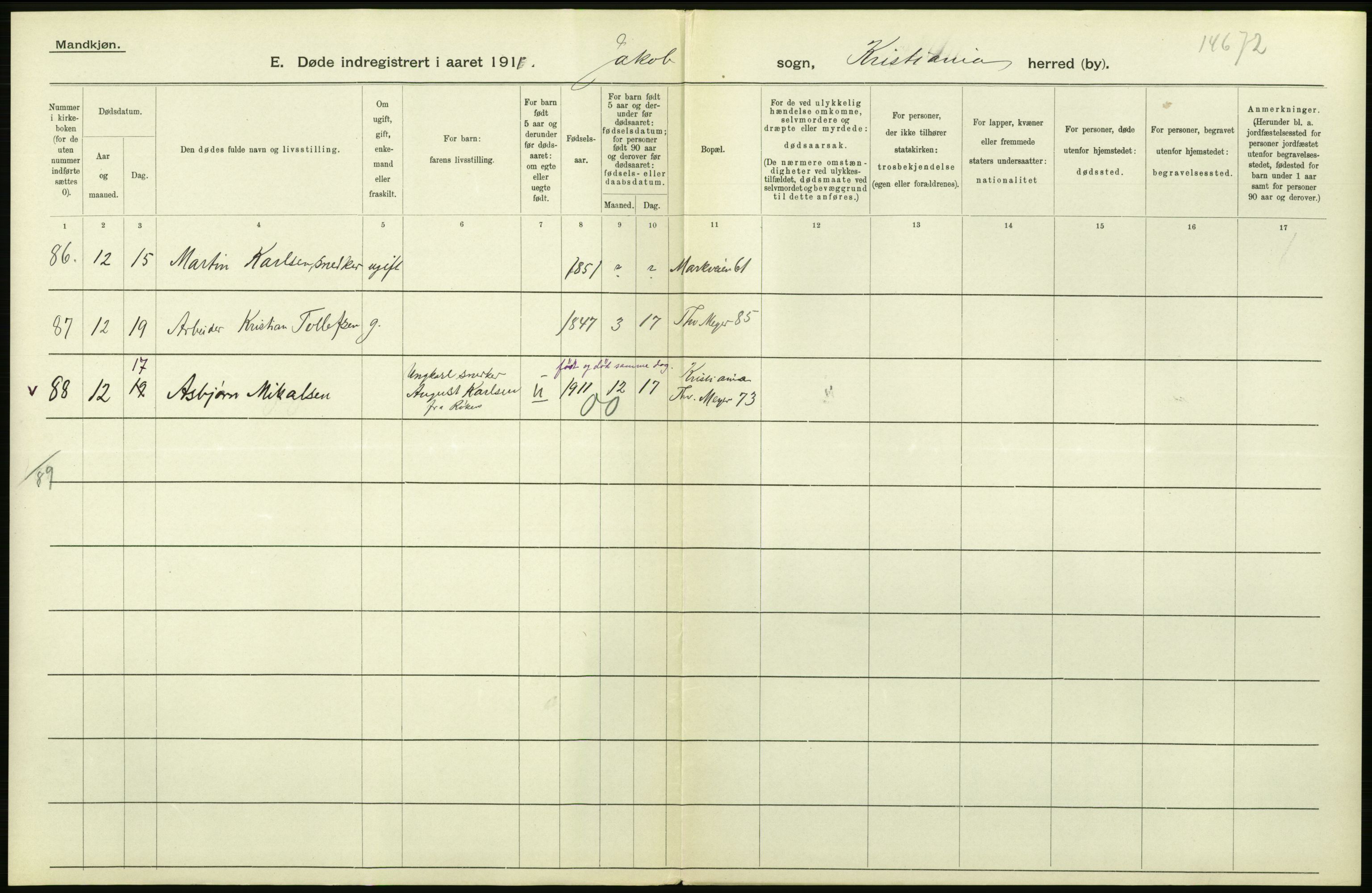 Statistisk sentralbyrå, Sosiodemografiske emner, Befolkning, AV/RA-S-2228/D/Df/Dfb/Dfba/L0009: Kristiania: Døde menn, 1911, s. 220