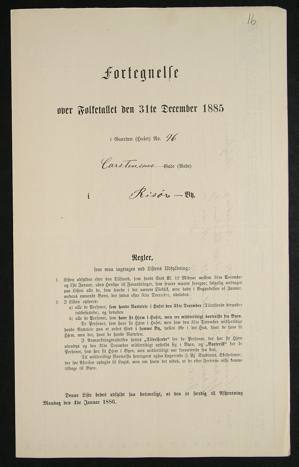 SAK, Folketelling 1885 for 0901 Risør kjøpstad, 1885, s. 16