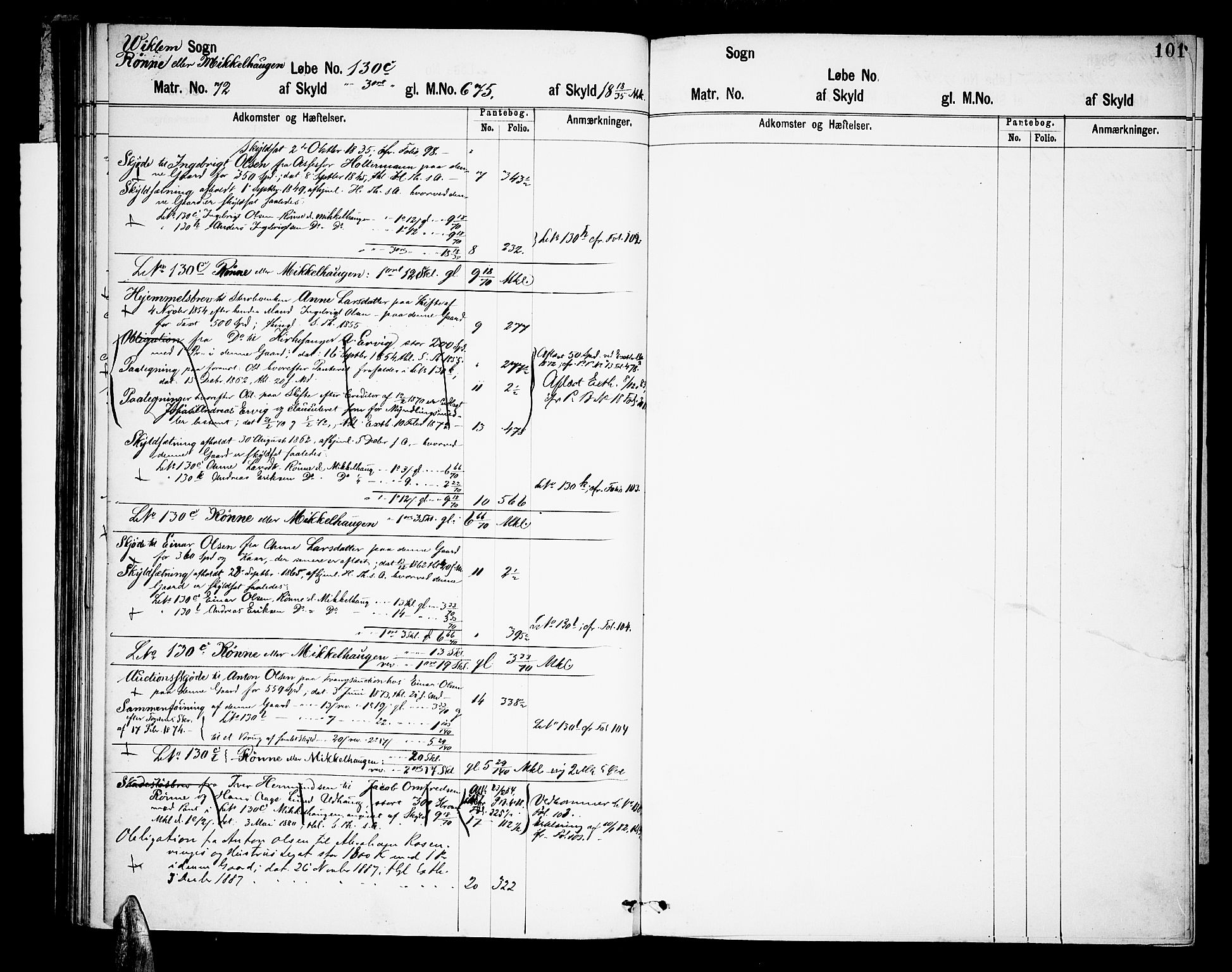 Fosen sorenskriveri, AV/SAT-A-1107/1/2/2A/L0016: Panteregister nr. 16, 1770-1890, s. 101