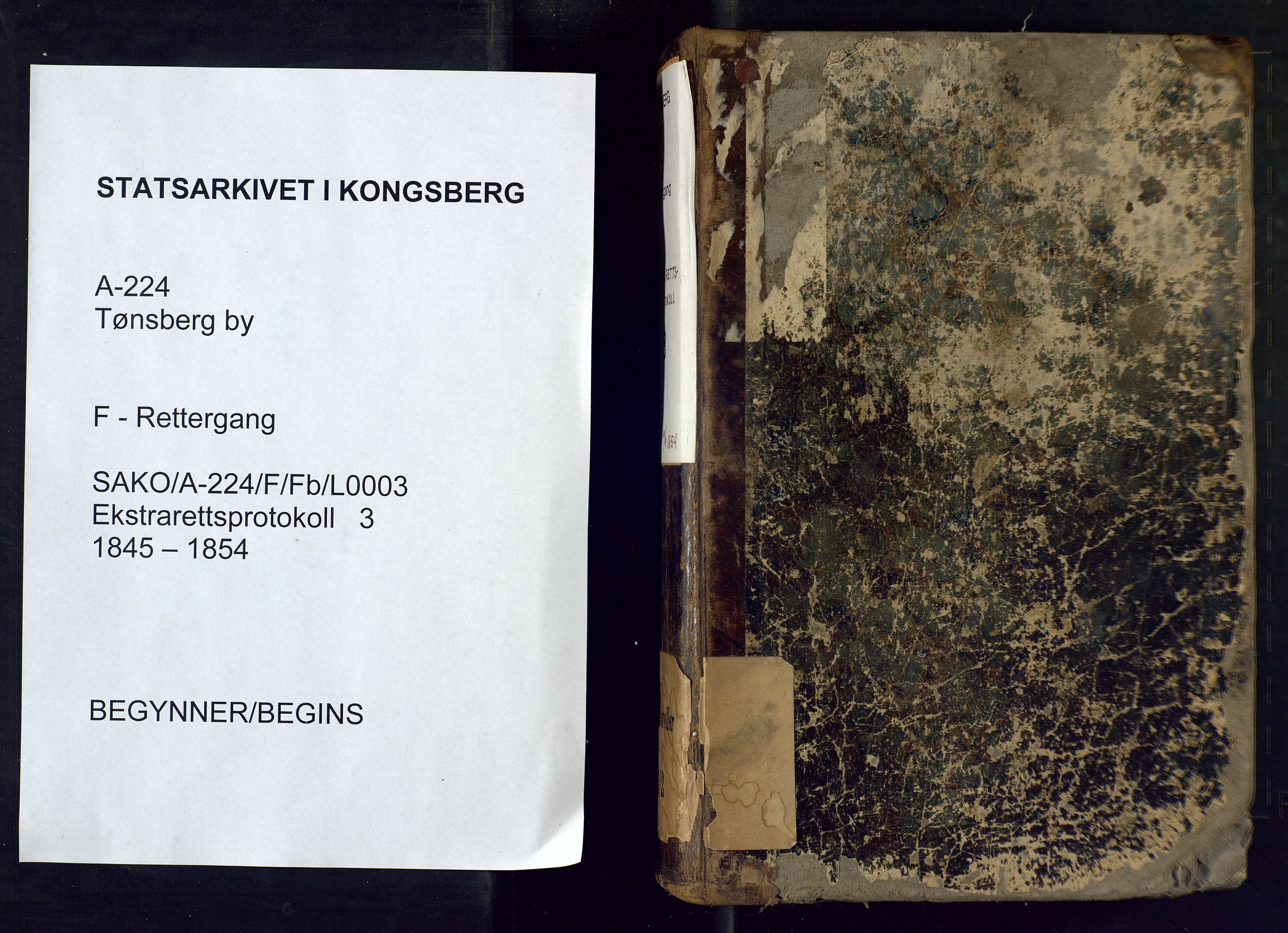 Tønsberg byfogd, SAKO/A-224/F/Fb/L0003: Ekstrarettsprotokoll, 1845-1854