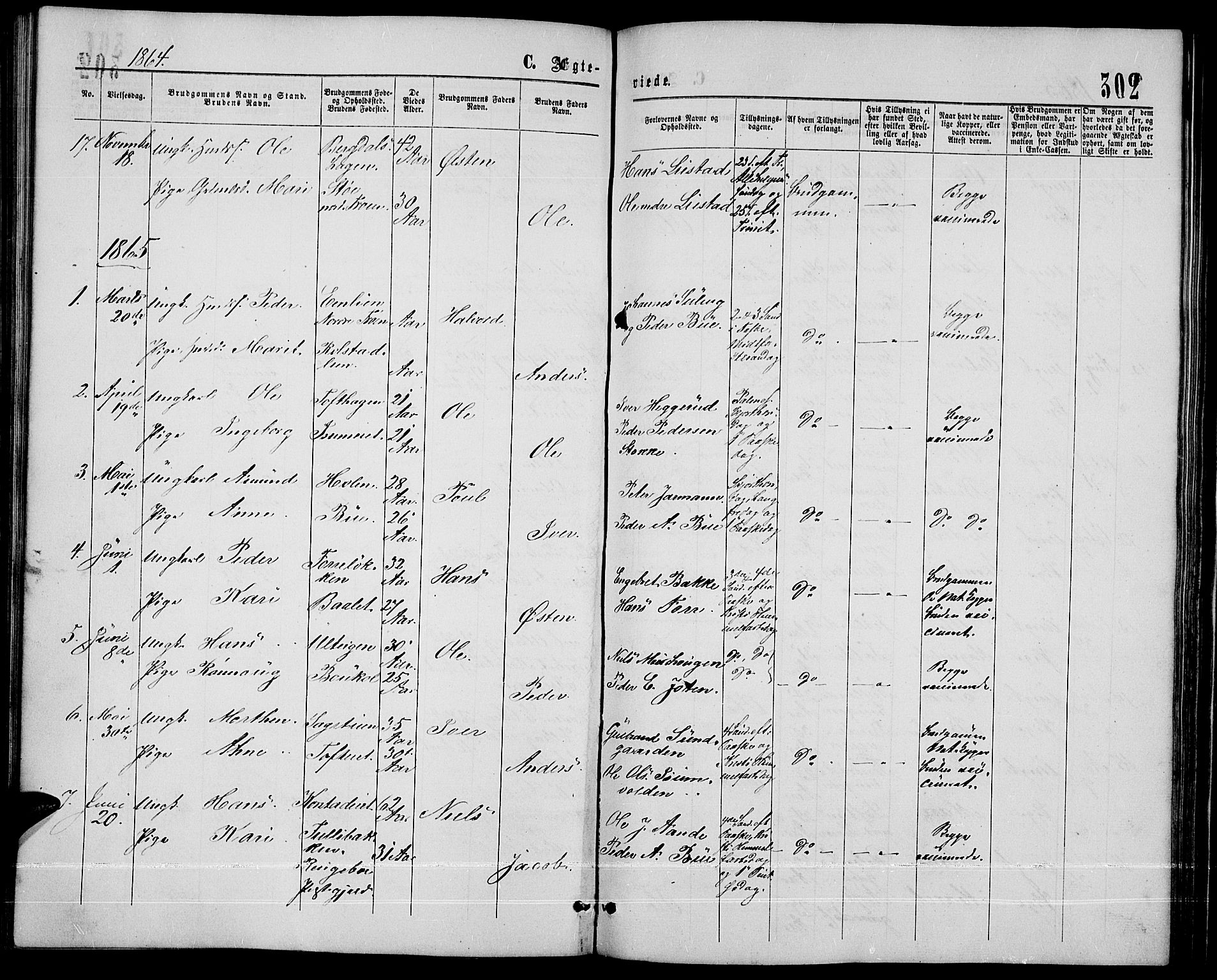 Sør-Fron prestekontor, AV/SAH-PREST-010/H/Ha/Hab/L0002: Klokkerbok nr. 2, 1864-1883, s. 302