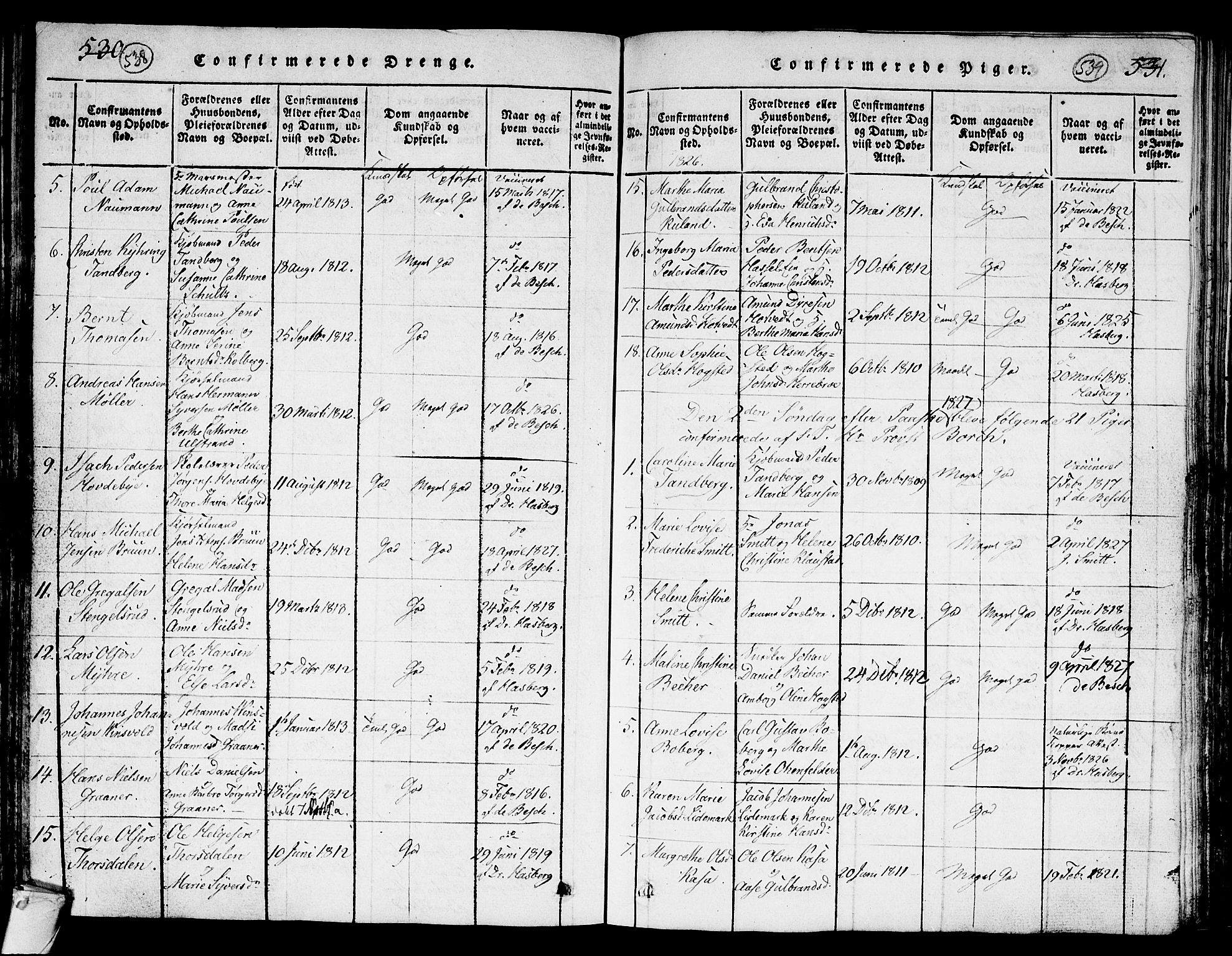 Kongsberg kirkebøker, AV/SAKO-A-22/G/Ga/L0001: Klokkerbok nr. 1, 1816-1839, s. 538-539
