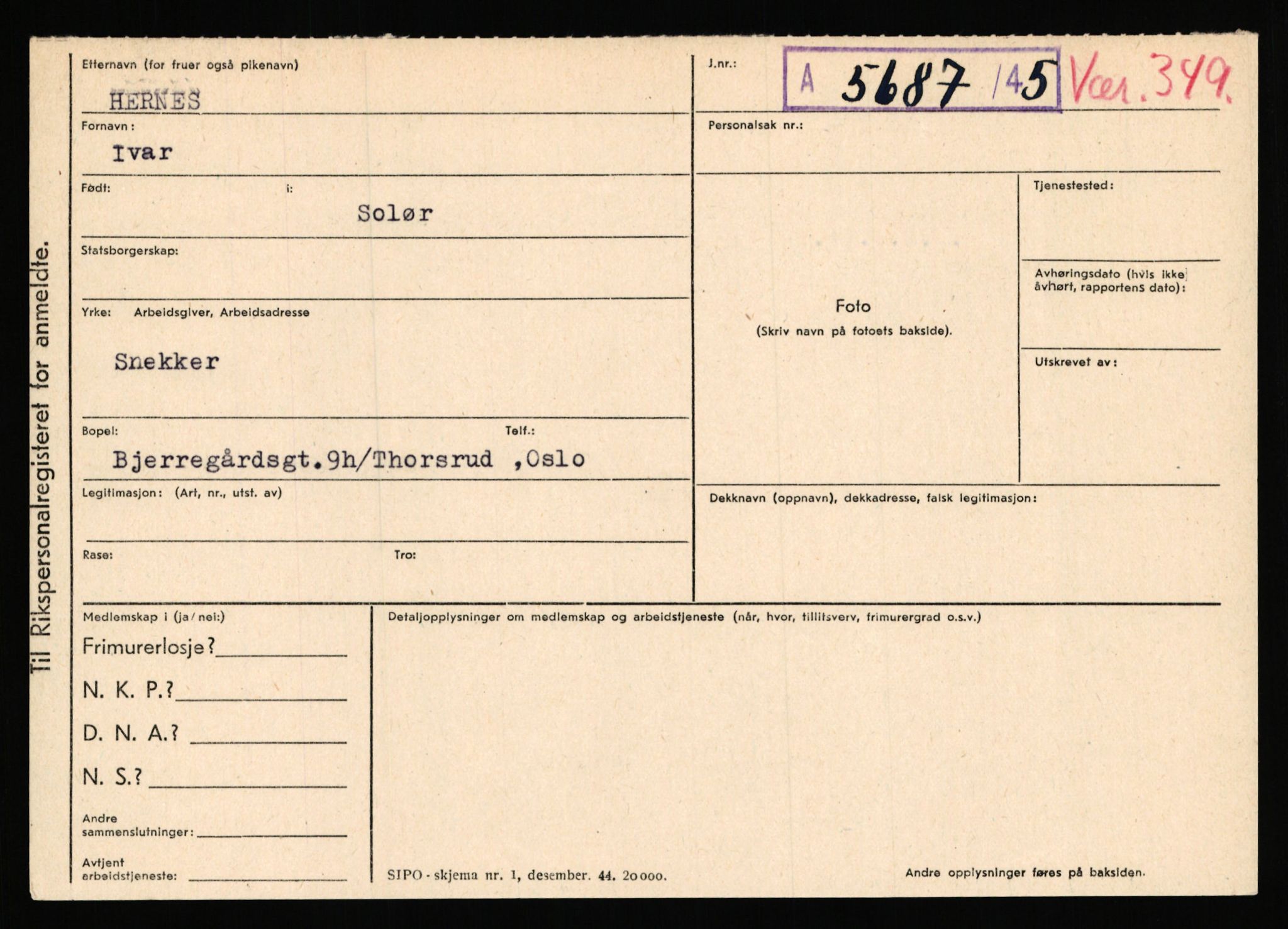 Statspolitiet - Hovedkontoret / Osloavdelingen, AV/RA-S-1329/C/Ca/L0006: Hanche - Hokstvedt, 1943-1945, s. 4004