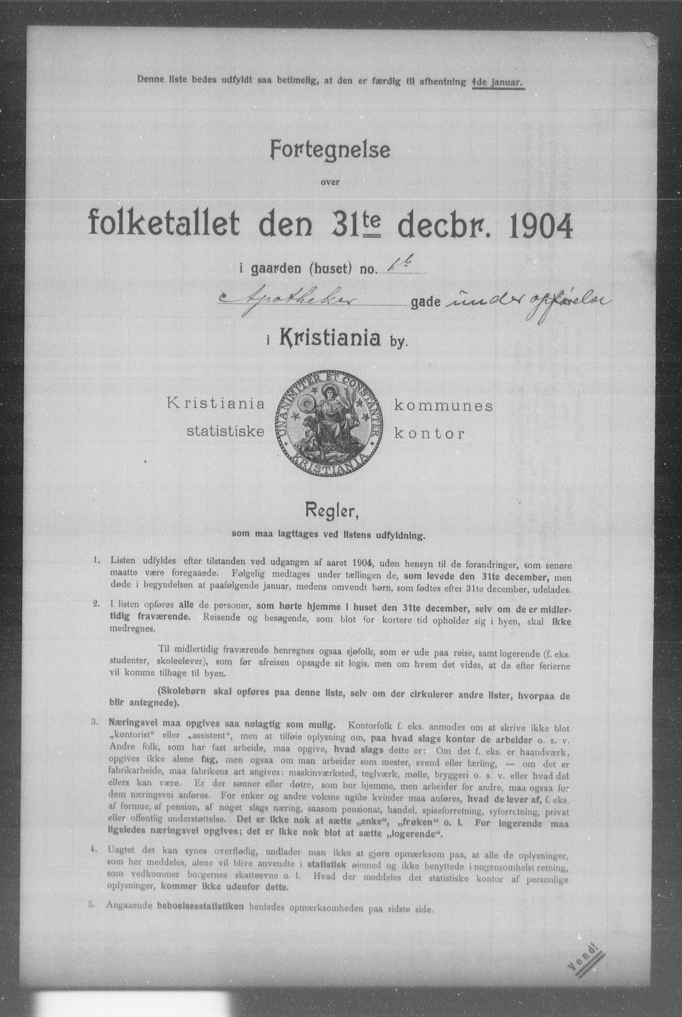 OBA, Kommunal folketelling 31.12.1904 for Kristiania kjøpstad, 1904, s. 459