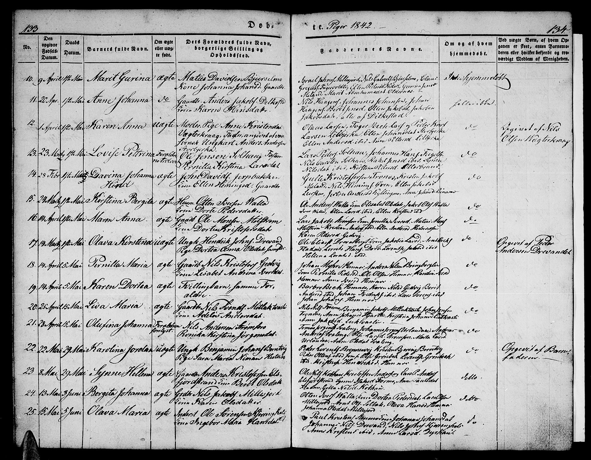 Ministerialprotokoller, klokkerbøker og fødselsregistre - Nordland, AV/SAT-A-1459/825/L0364: Klokkerbok nr. 825C01, 1841-1863, s. 133-134