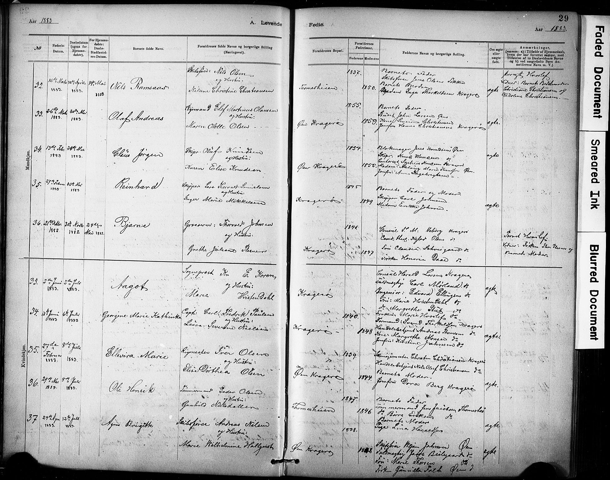 Kragerø kirkebøker, AV/SAKO-A-278/G/Ga/L0007: Klokkerbok nr. 7, 1881-1927, s. 29