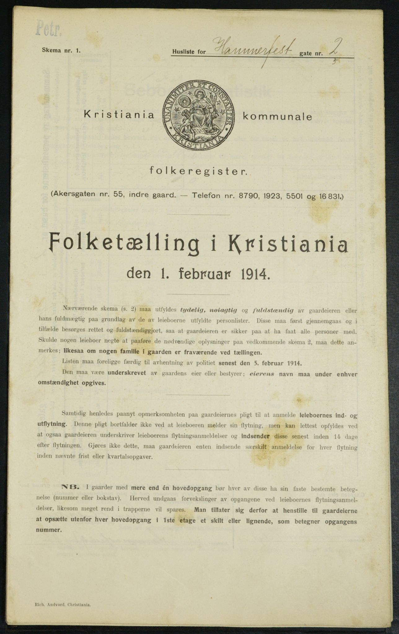 OBA, Kommunal folketelling 1.2.1914 for Kristiania, 1914, s. 34294