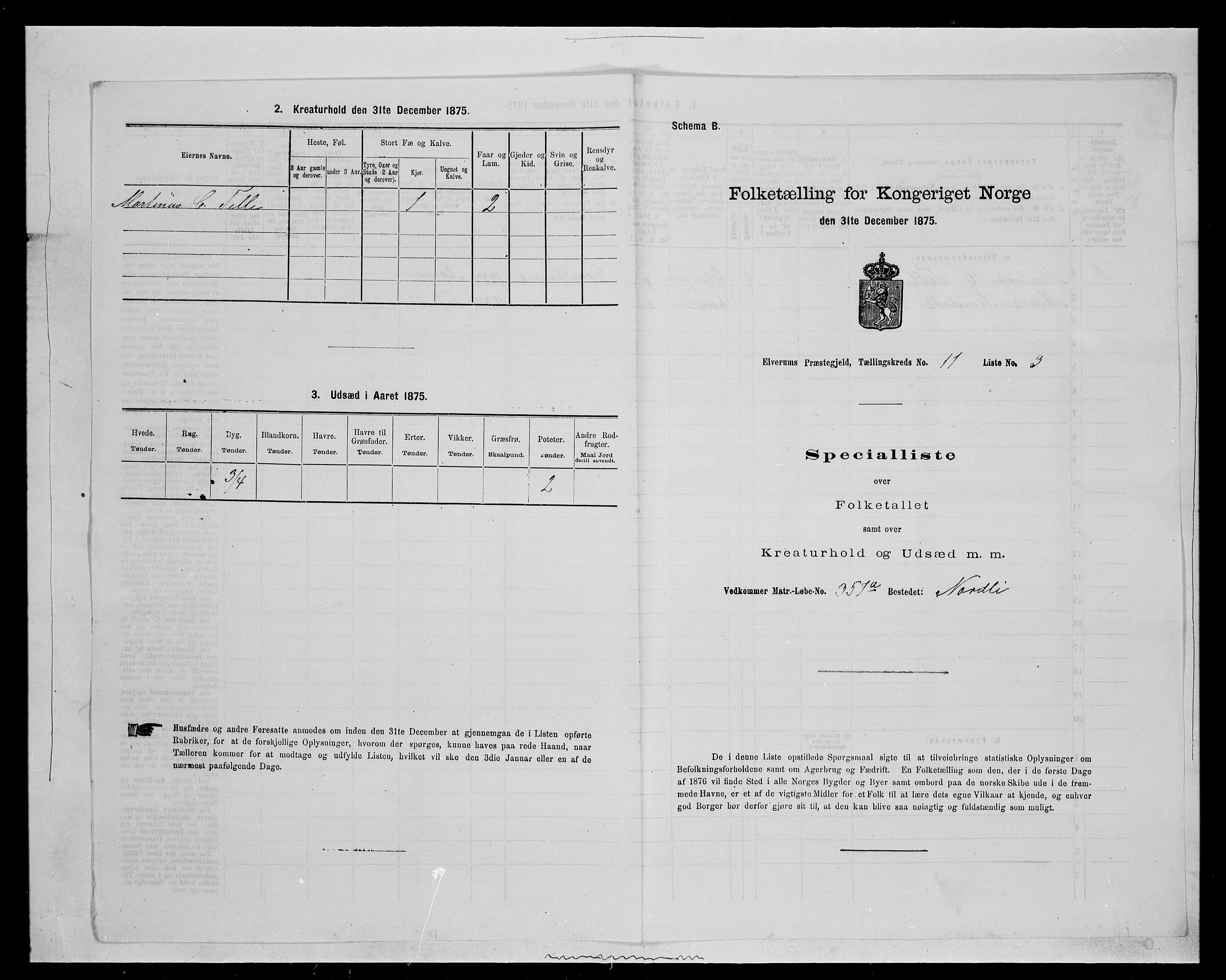 SAH, Folketelling 1875 for 0427P Elverum prestegjeld, 1875, s. 2165