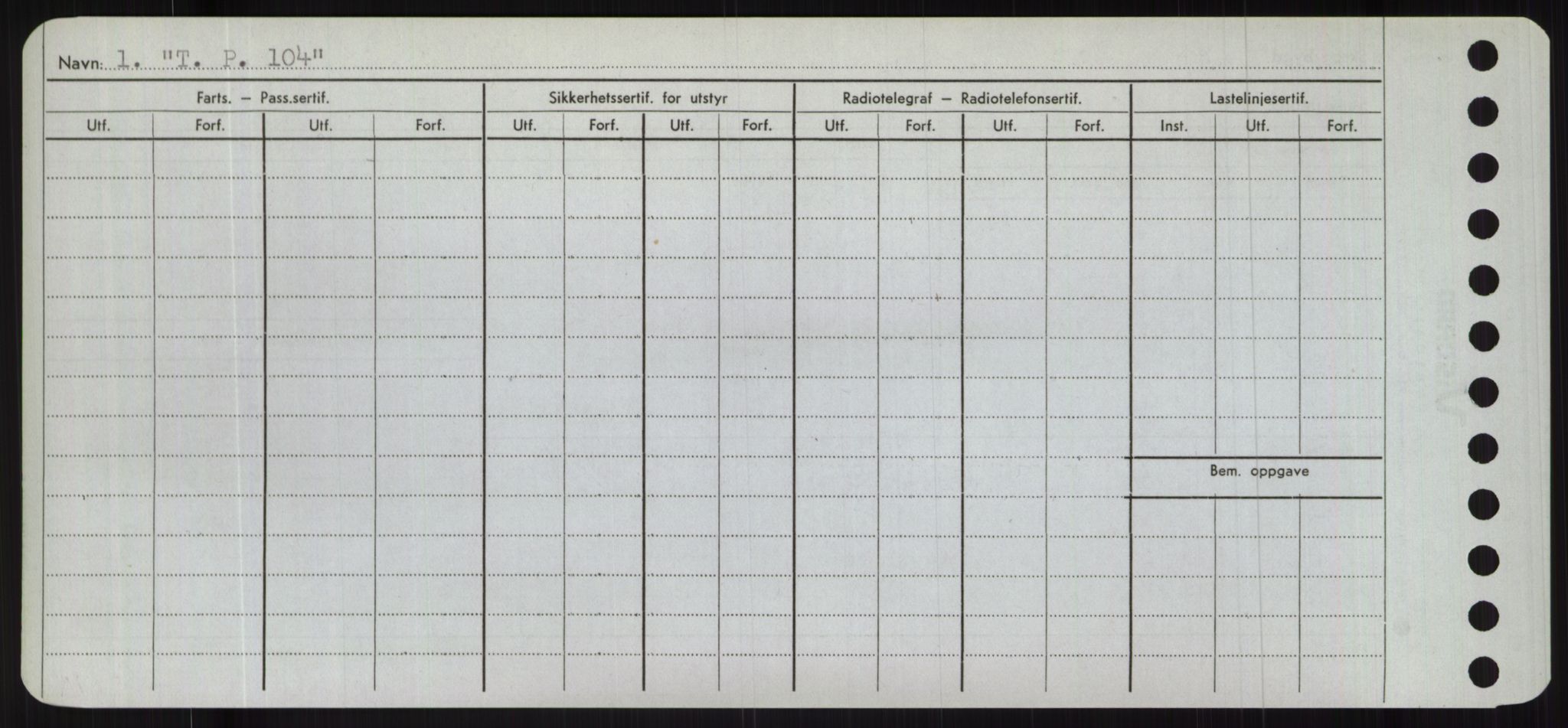 Sjøfartsdirektoratet med forløpere, Skipsmålingen, RA/S-1627/H/Hc/L0001: Lektere, A-Y, s. 444