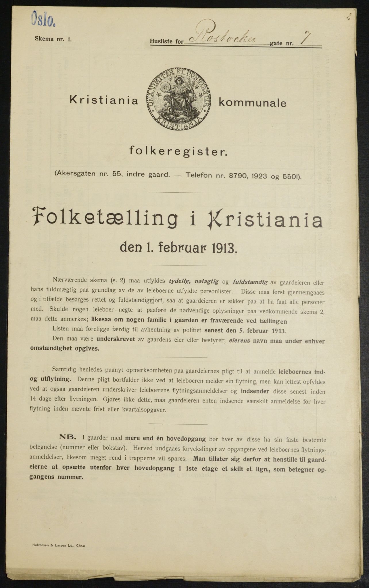 OBA, Kommunal folketelling 1.2.1913 for Kristiania, 1913, s. 84483