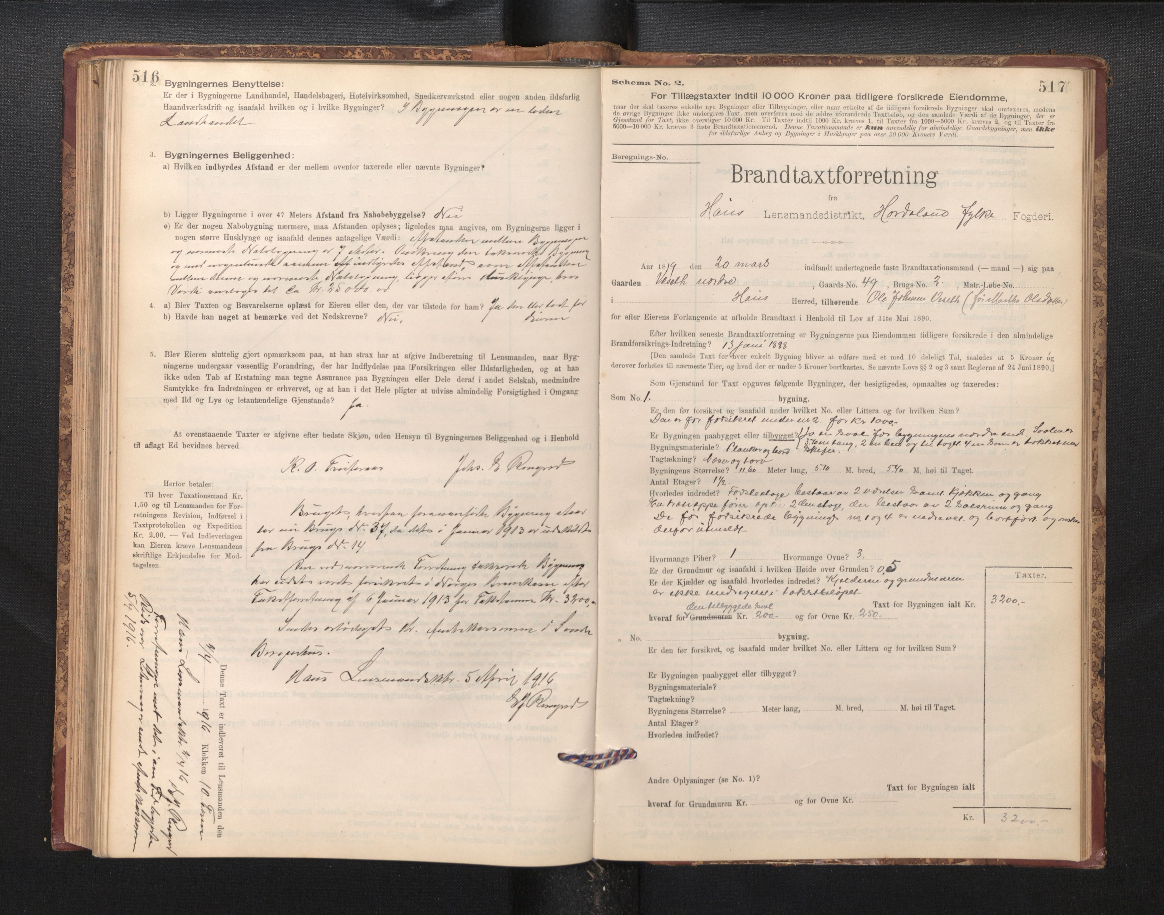 Lensmannen i Haus, SAB/A-32701/0012/L0006: Branntakstprotokoll, skjematakst, 1895-1941, s. 516-517