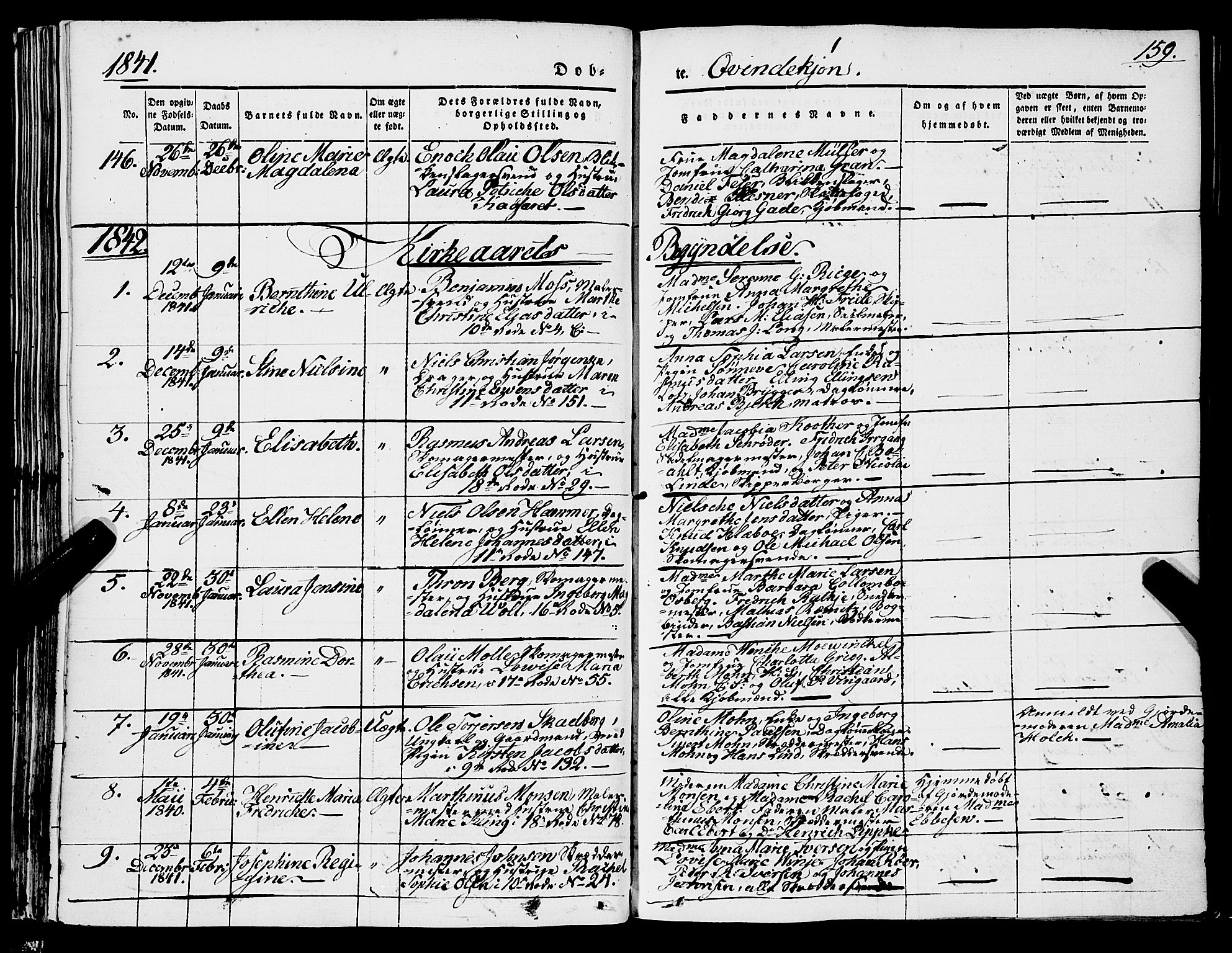 Domkirken sokneprestembete, AV/SAB-A-74801/H/Haa/L0019: Ministerialbok nr. B 2, 1841-1851, s. 159