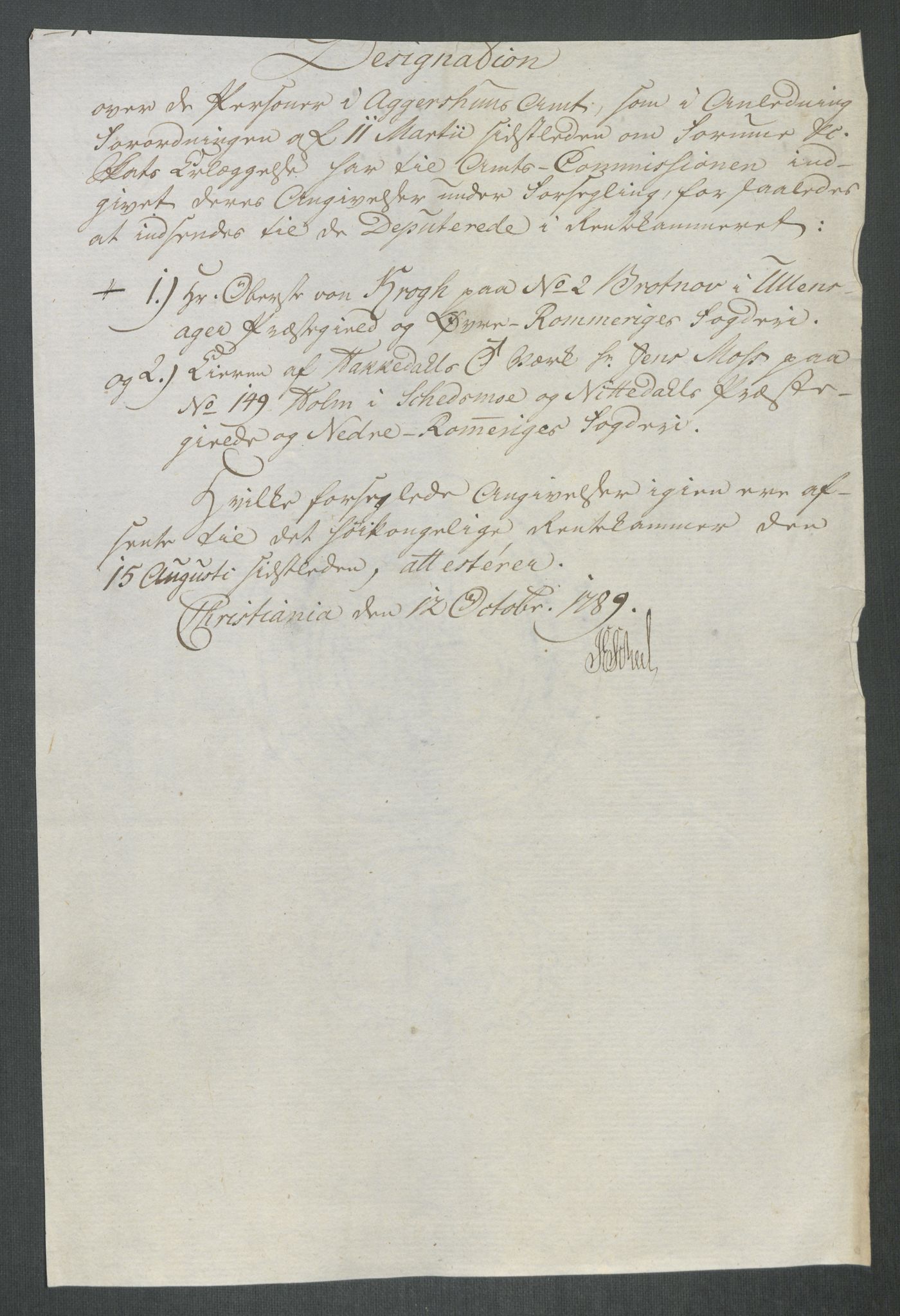Rentekammeret inntil 1814, Reviderte regnskaper, Mindre regnskaper, RA/EA-4068/Rf/Rfe/L0062: Øvre Romerike fogderi, Øvre Telemark fogderi, 1789, s. 8