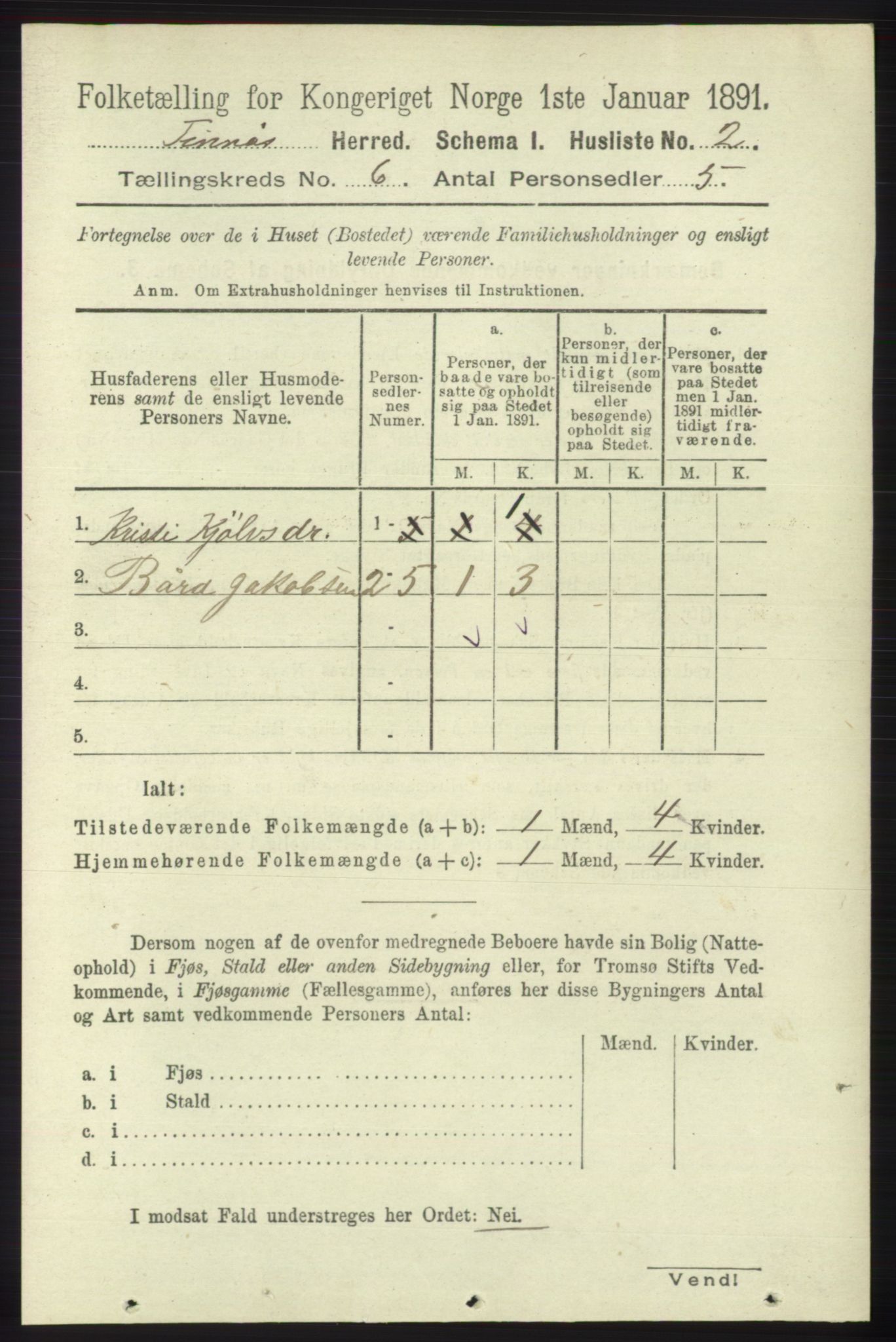 RA, Folketelling 1891 for 1218 Finnås herred, 1891, s. 2315