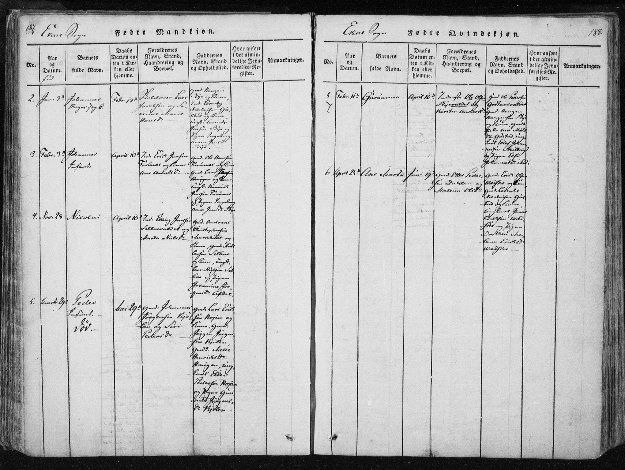 Ministerialprotokoller, klokkerbøker og fødselsregistre - Nord-Trøndelag, SAT/A-1458/717/L0148: Ministerialbok nr. 717A04 /3, 1816-1825, s. 187-188