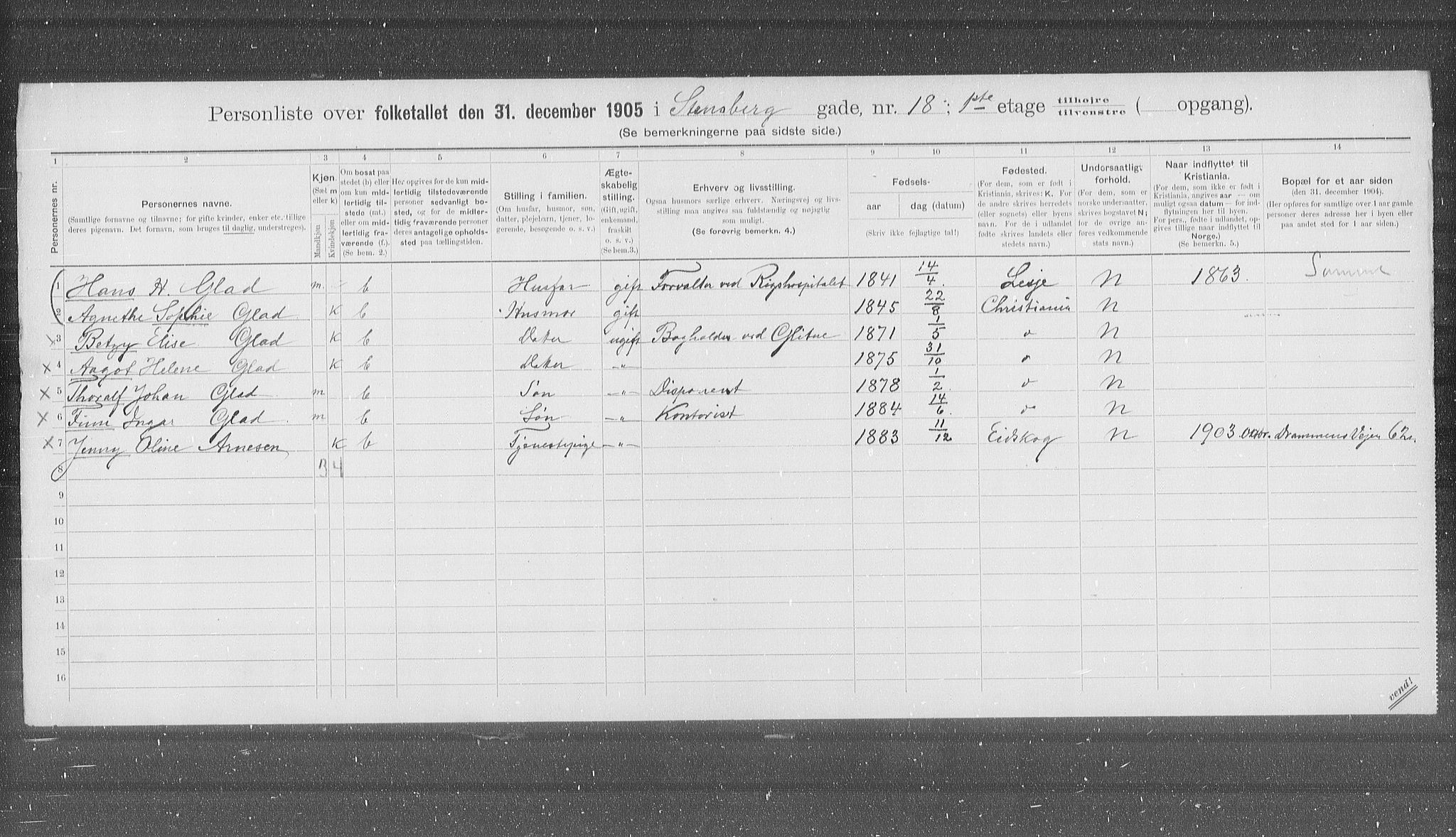 OBA, Kommunal folketelling 31.12.1905 for Kristiania kjøpstad, 1905, s. 52199