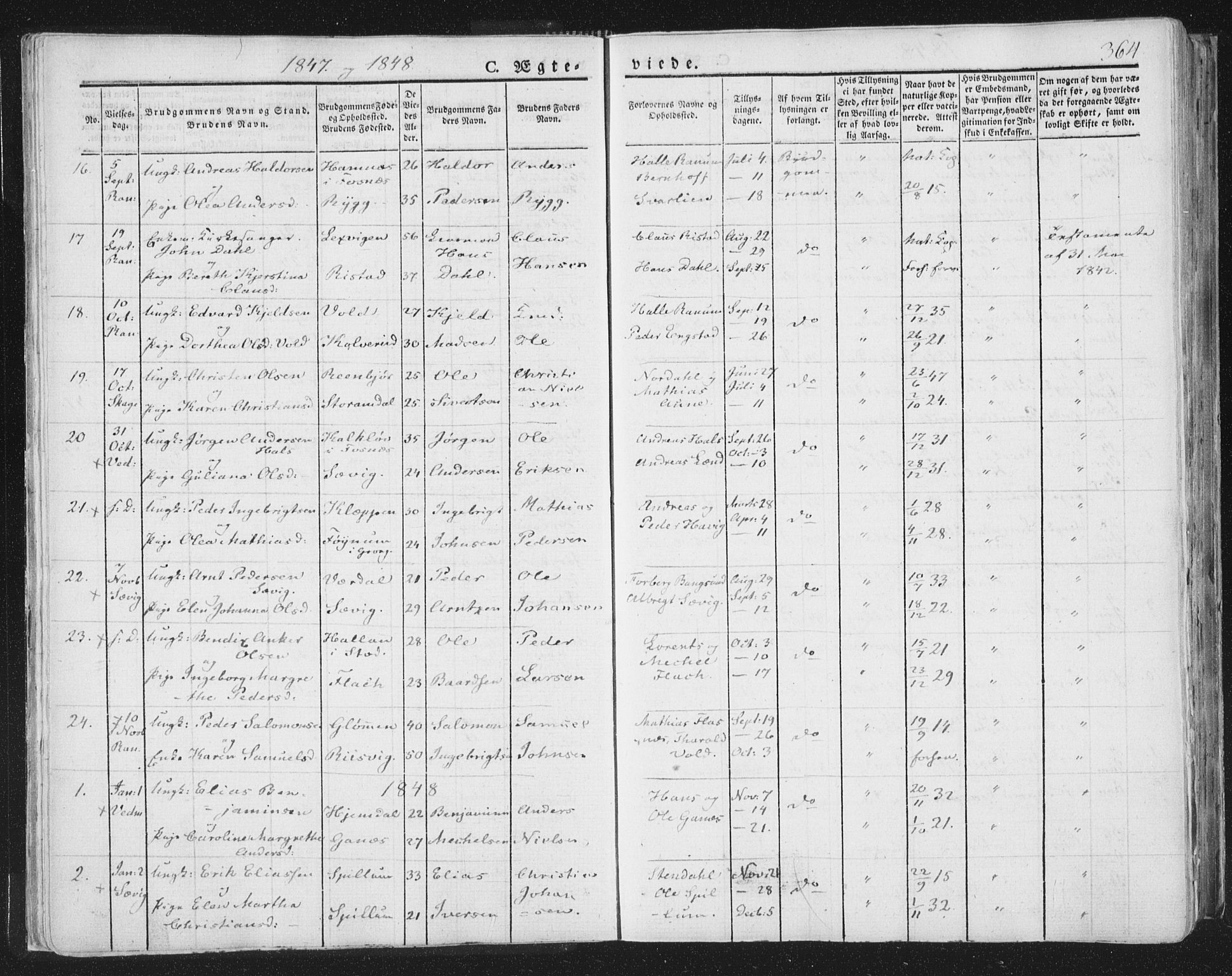 Ministerialprotokoller, klokkerbøker og fødselsregistre - Nord-Trøndelag, SAT/A-1458/764/L0552: Ministerialbok nr. 764A07b, 1824-1865, s. 364