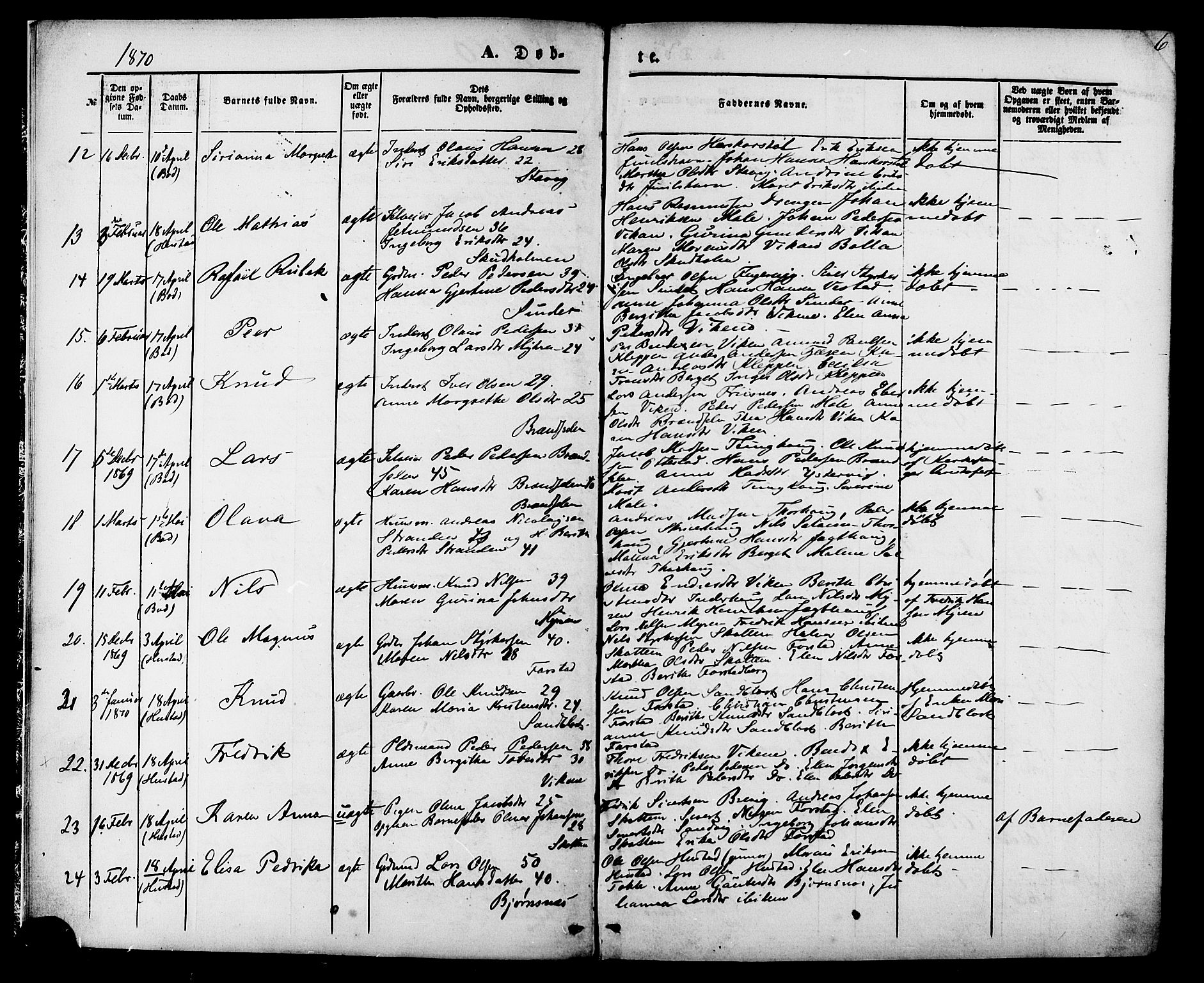 Ministerialprotokoller, klokkerbøker og fødselsregistre - Møre og Romsdal, AV/SAT-A-1454/566/L0768: Ministerialbok nr. 566A07, 1869-1881, s. 6