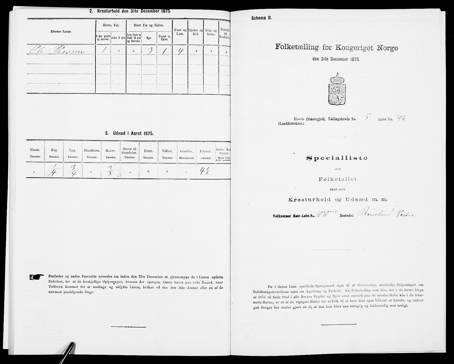 SAK, Folketelling 1875 for 0913L Risør prestegjeld, Søndeled sokn, 1875, s. 879