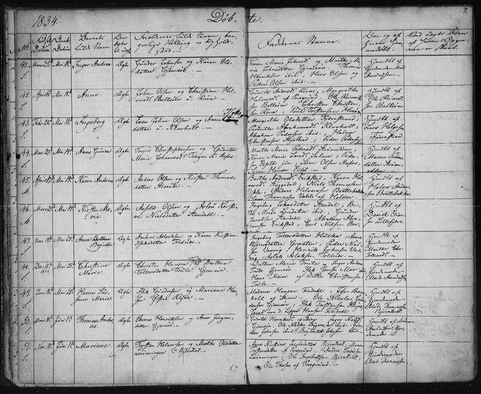 Solum kirkebøker, AV/SAKO-A-306/F/Fa/L0005: Ministerialbok nr. I 5, 1833-1843, s. 7