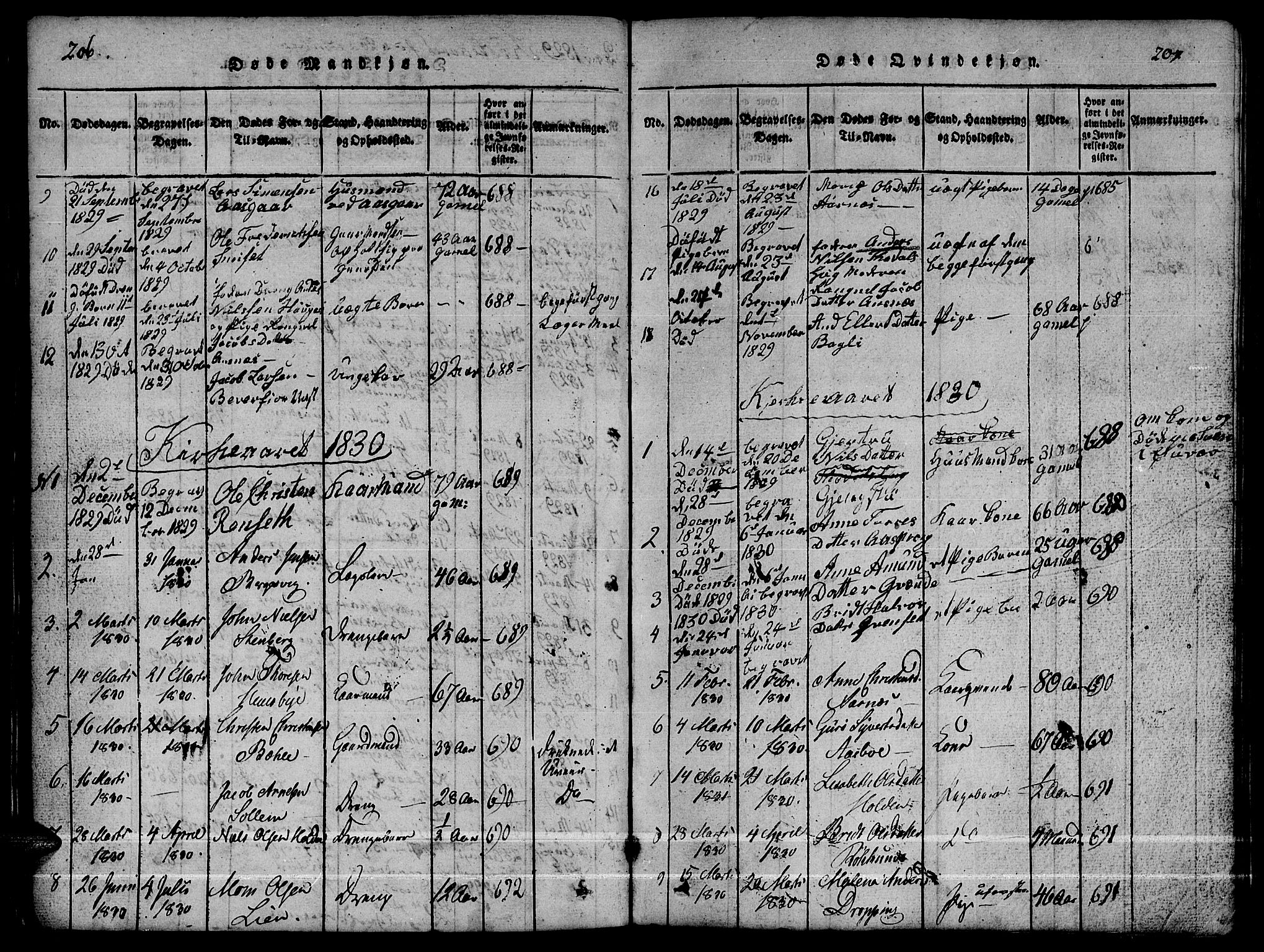 Ministerialprotokoller, klokkerbøker og fødselsregistre - Møre og Romsdal, AV/SAT-A-1454/592/L1031: Klokkerbok nr. 592C01, 1820-1833, s. 206-207