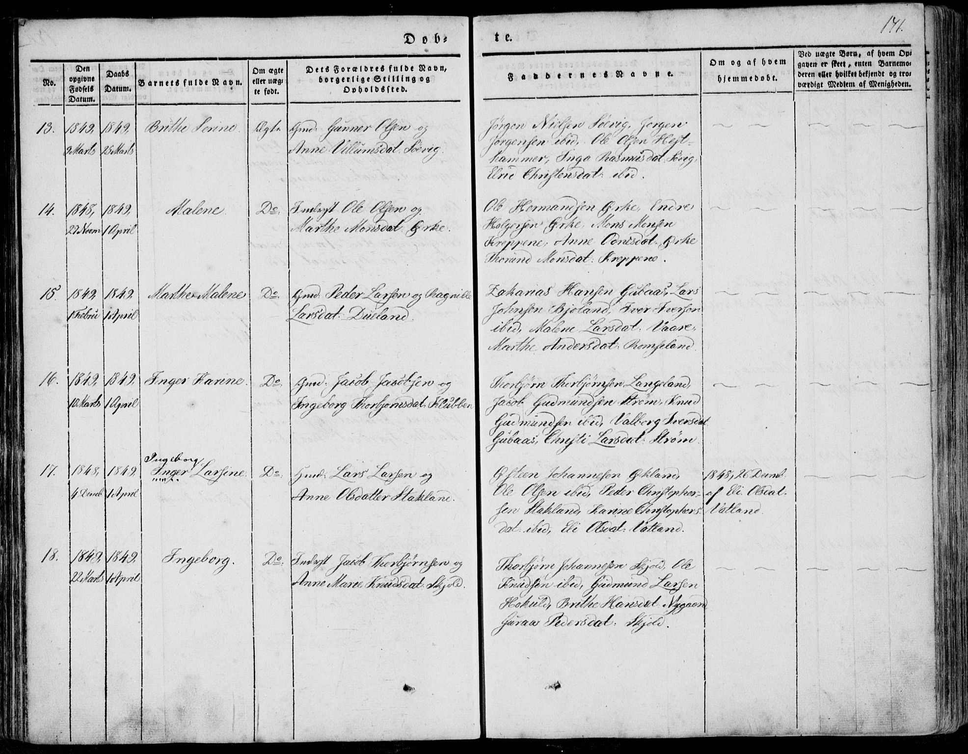 Skjold sokneprestkontor, AV/SAST-A-101847/H/Ha/Haa/L0006: Ministerialbok nr. A 6.1, 1835-1858, s. 171