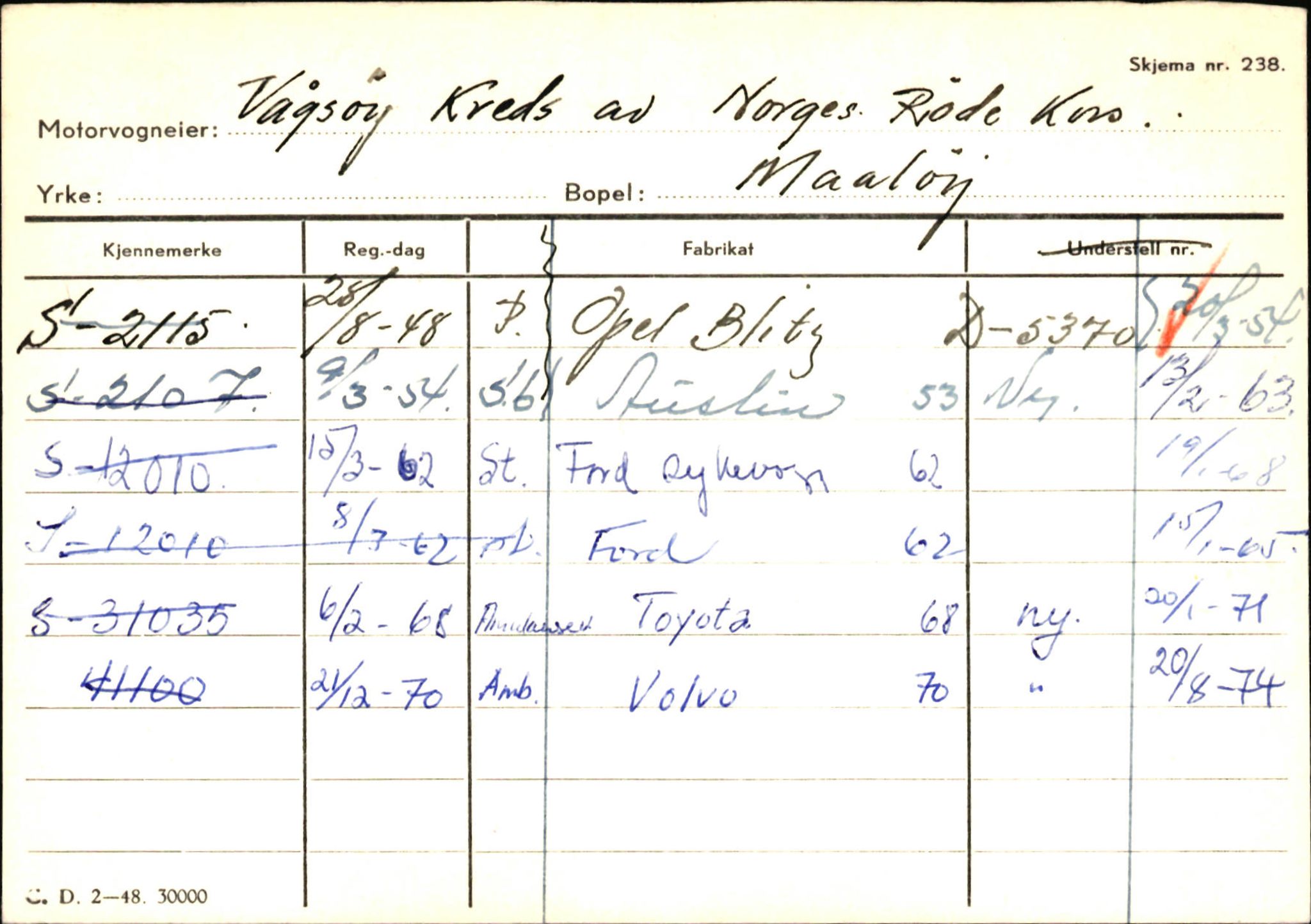 Statens vegvesen, Sogn og Fjordane vegkontor, SAB/A-5301/4/F/L0145: Registerkort Vågsøy S-Å. Årdal I-P, 1945-1975, s. 744