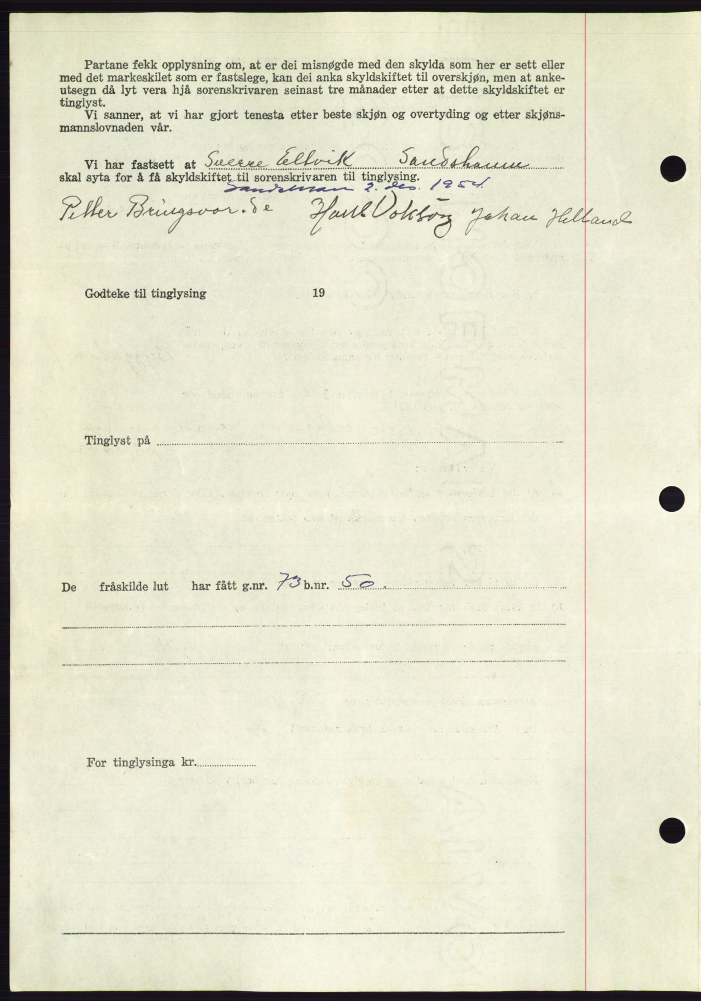 Søre Sunnmøre sorenskriveri, AV/SAT-A-4122/1/2/2C/L0099: Pantebok nr. 25A, 1954-1954, Dagboknr: 3154/1954