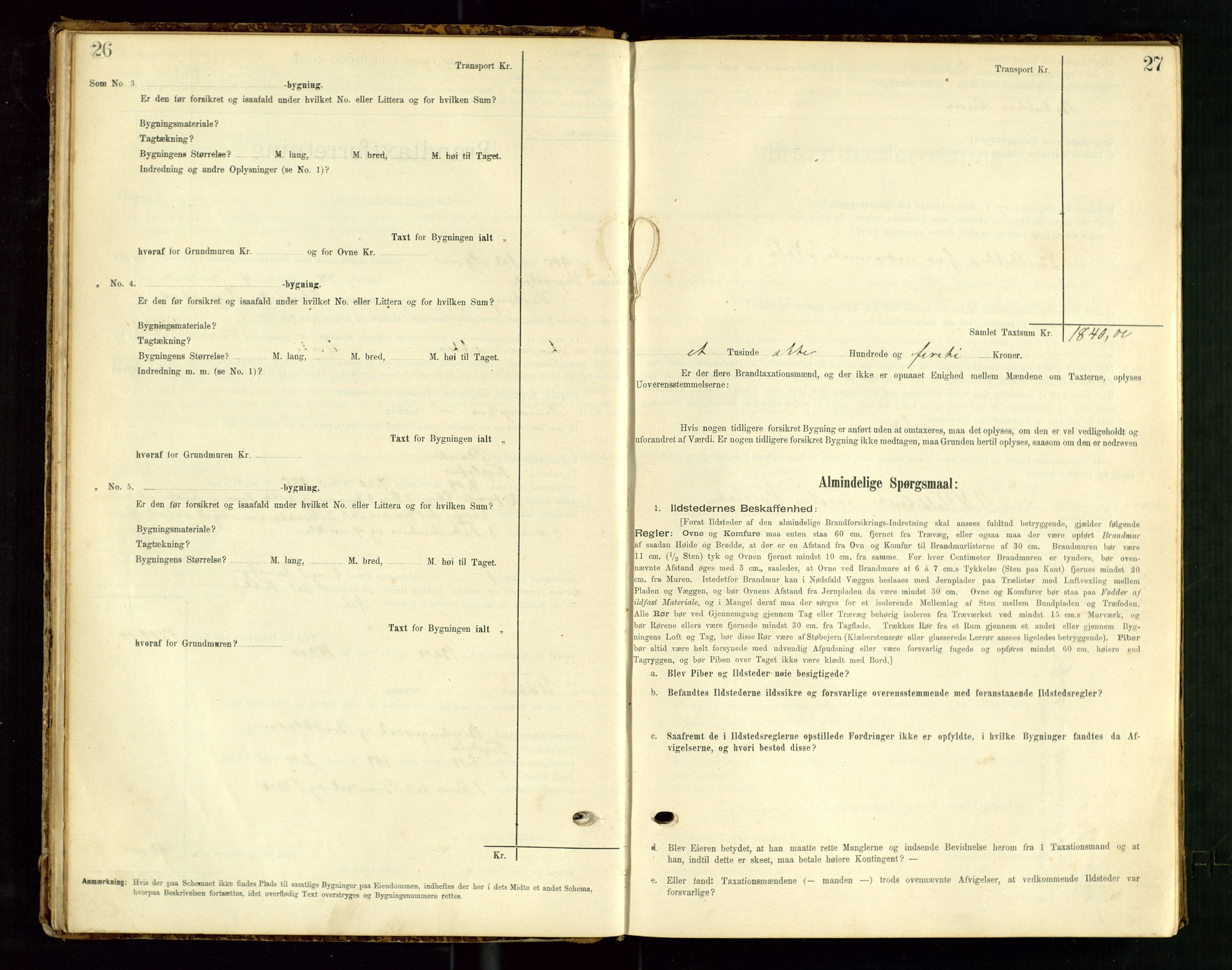 Hå lensmannskontor, AV/SAST-A-100456/Goa/L0003: Takstprotokoll (skjema), 1895-1911, s. 26-27